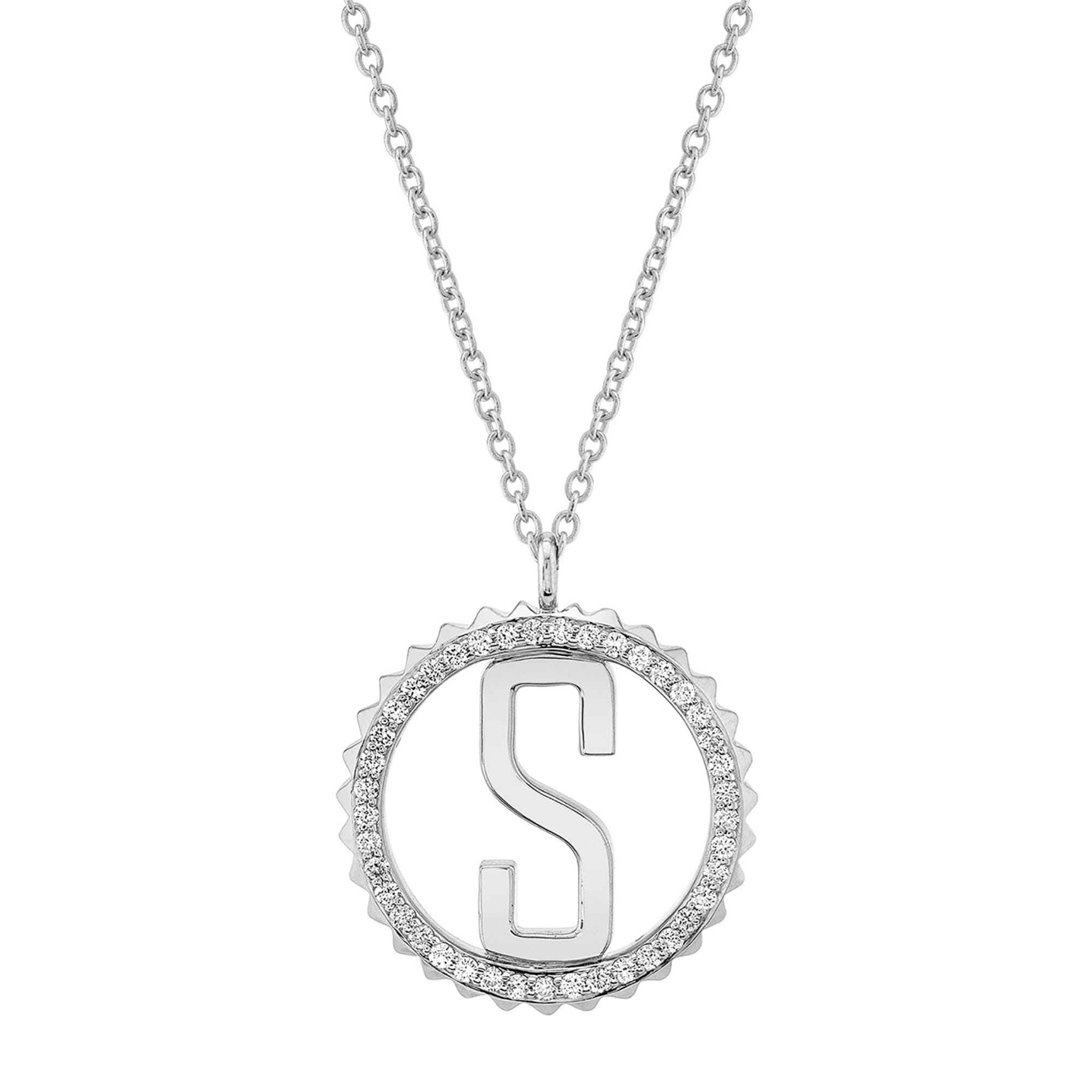 MICHAEL M Necklaces Tetra Pavé Initial Medallion