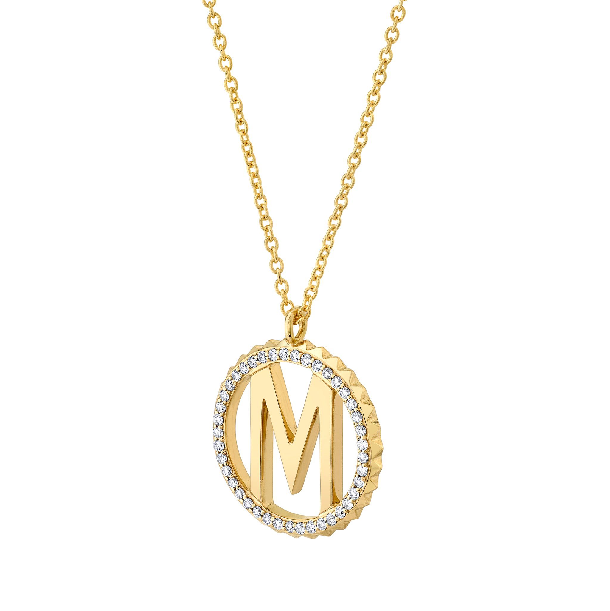 MICHAEL M Necklaces Tetra Pavé Initial Medallion