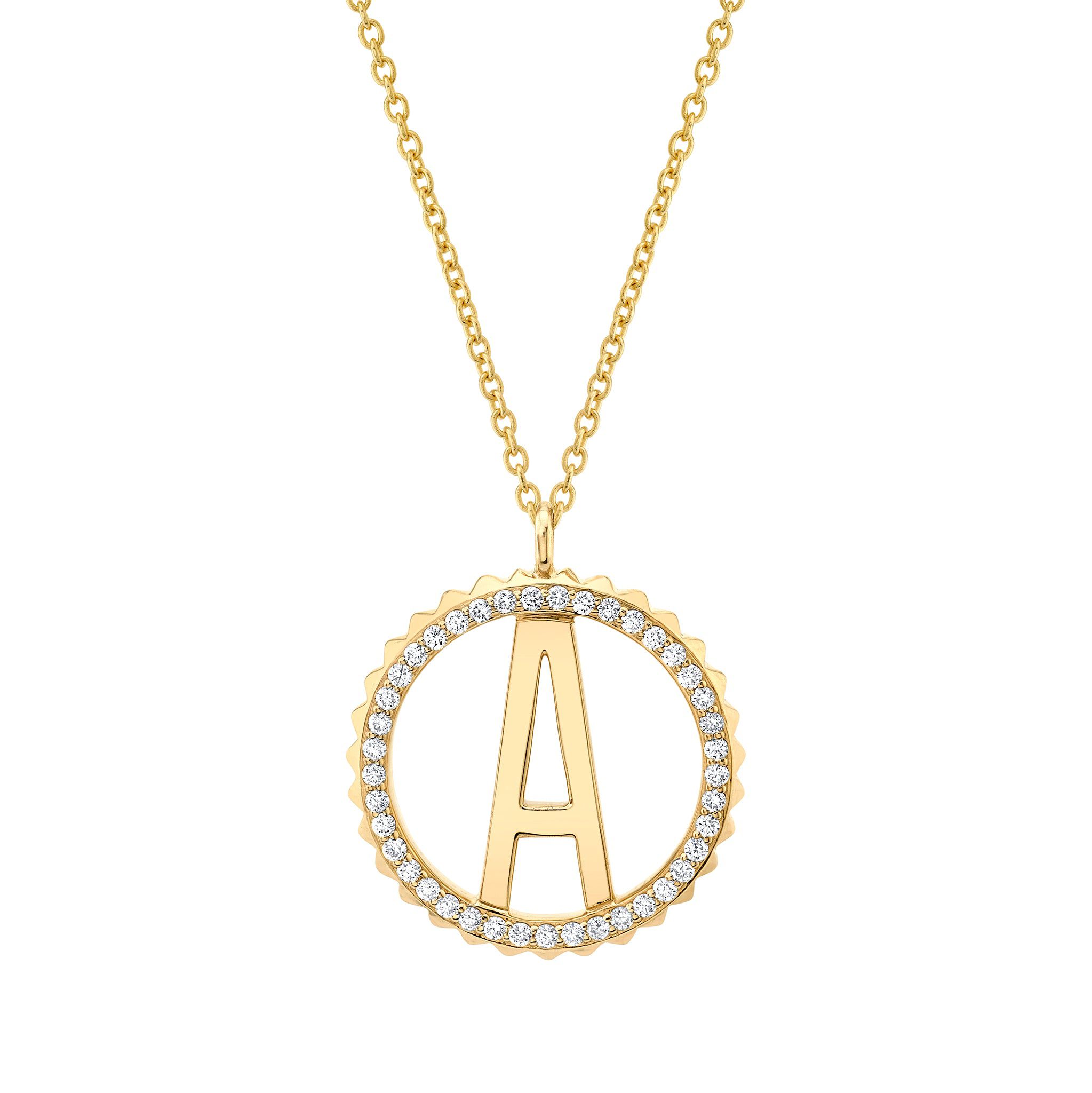MICHAEL M Necklaces Tetra Pavé Initial Medallion