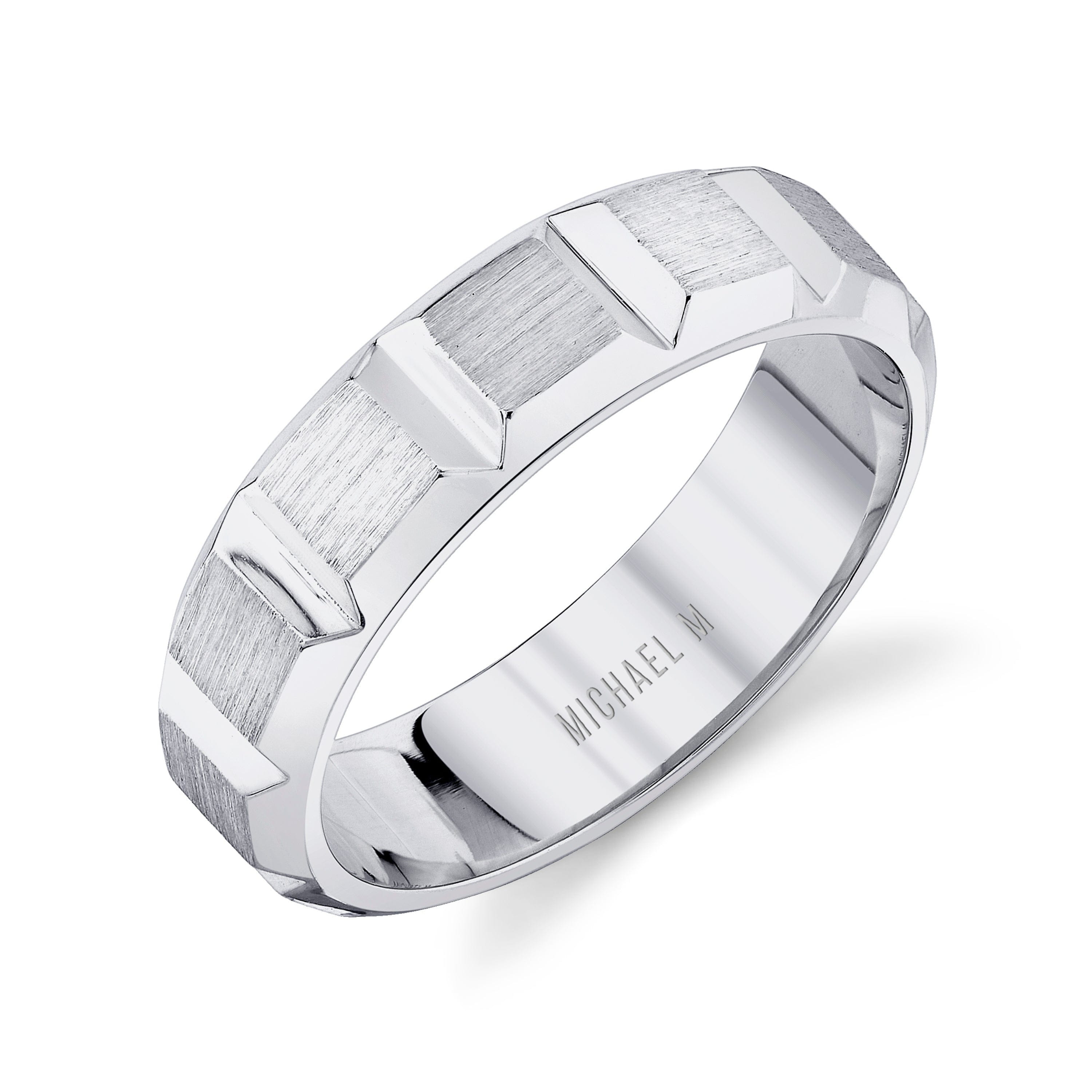 MICHAEL M Rings 14K White Gold / 7 Men's Band MB120