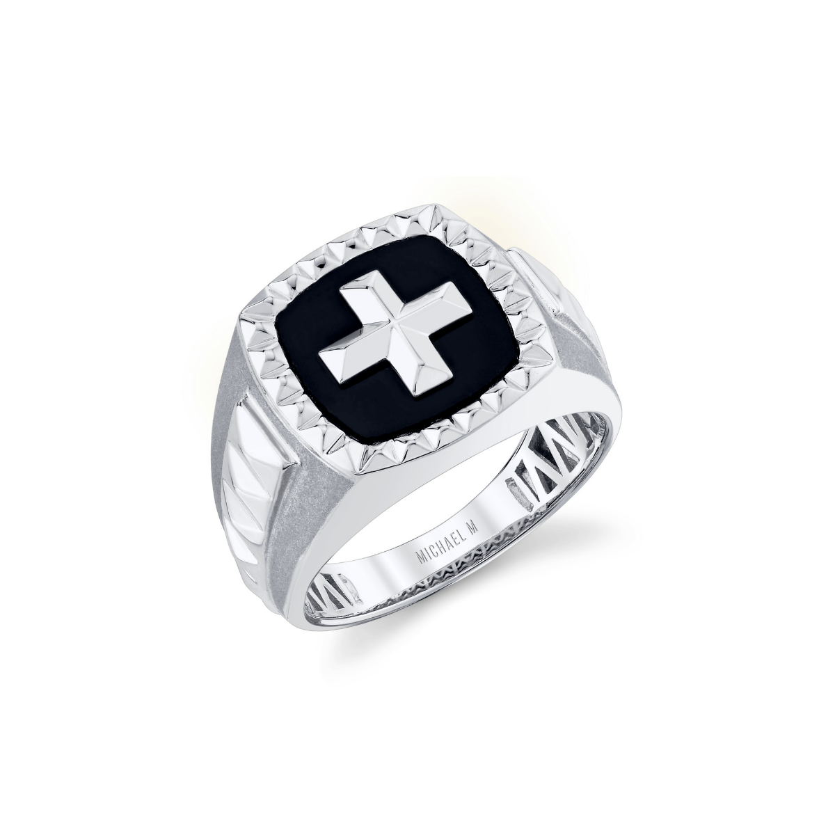 MICHAEL M Rings 14K White Gold / 9 Men's Tetra Signet Ring