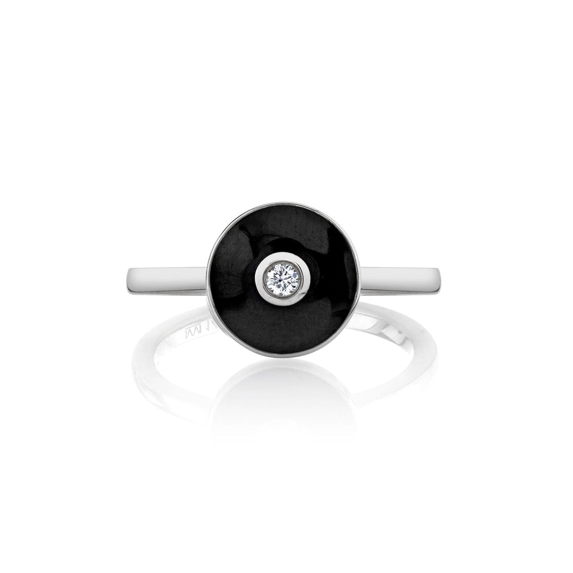 MICHAEL M Rings 14k White Gold / Black Chroma Bullseye Ring F489BK