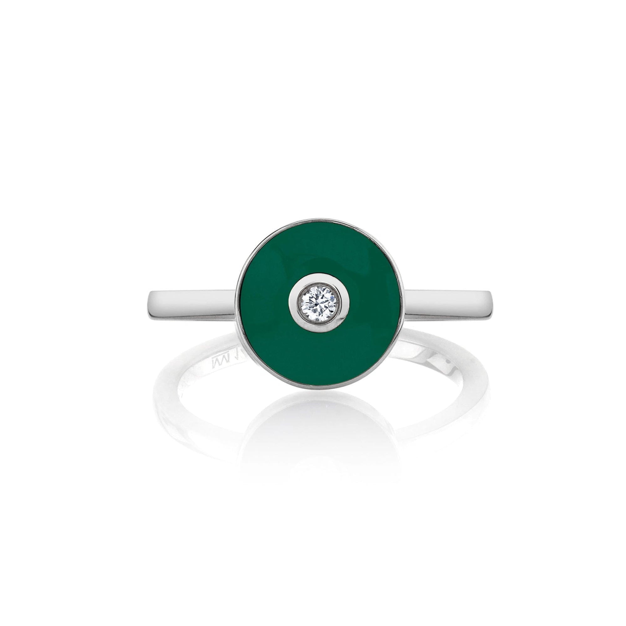MICHAEL M Rings 14k White Gold / Green Chroma Bullseye Ring F489GR