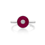 MICHAEL M Rings 14k White Gold / Magenta Chroma Bullseye Ring F489MA