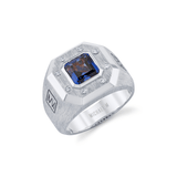 MICHAEL M Rings 14K White Gold Men's Blue Sapphire Signet Ring