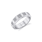 MICHAEL M Rings 14K White Gold Men's Pave Block Band