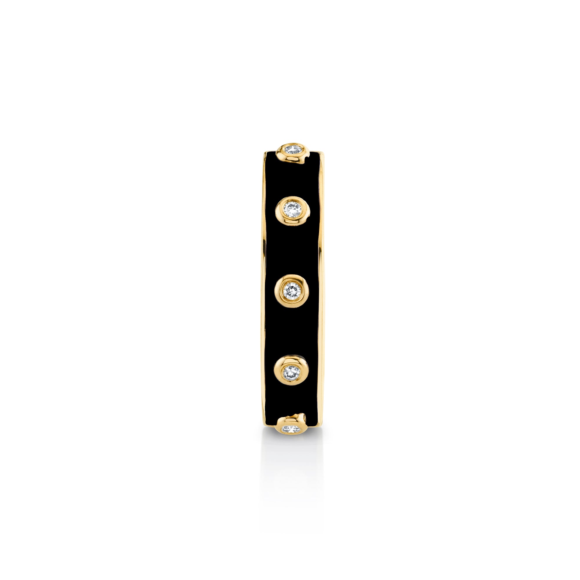 MICHAEL M Rings 14k Yellow Gold / Black Chroma Extruded Bezel Ring F483