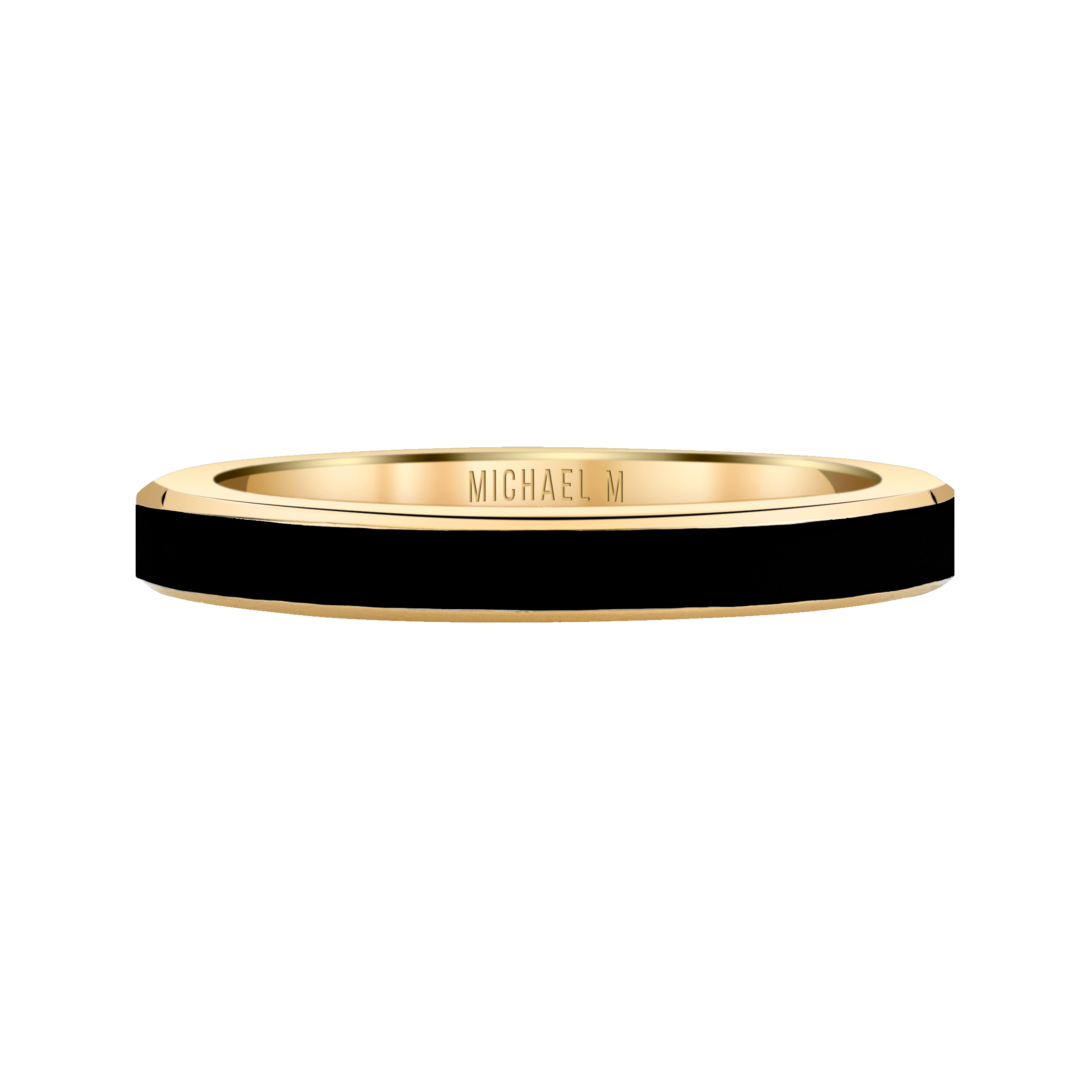 MICHAEL M Rings 14k Yellow Gold / Black Chroma Stacking Ring F480