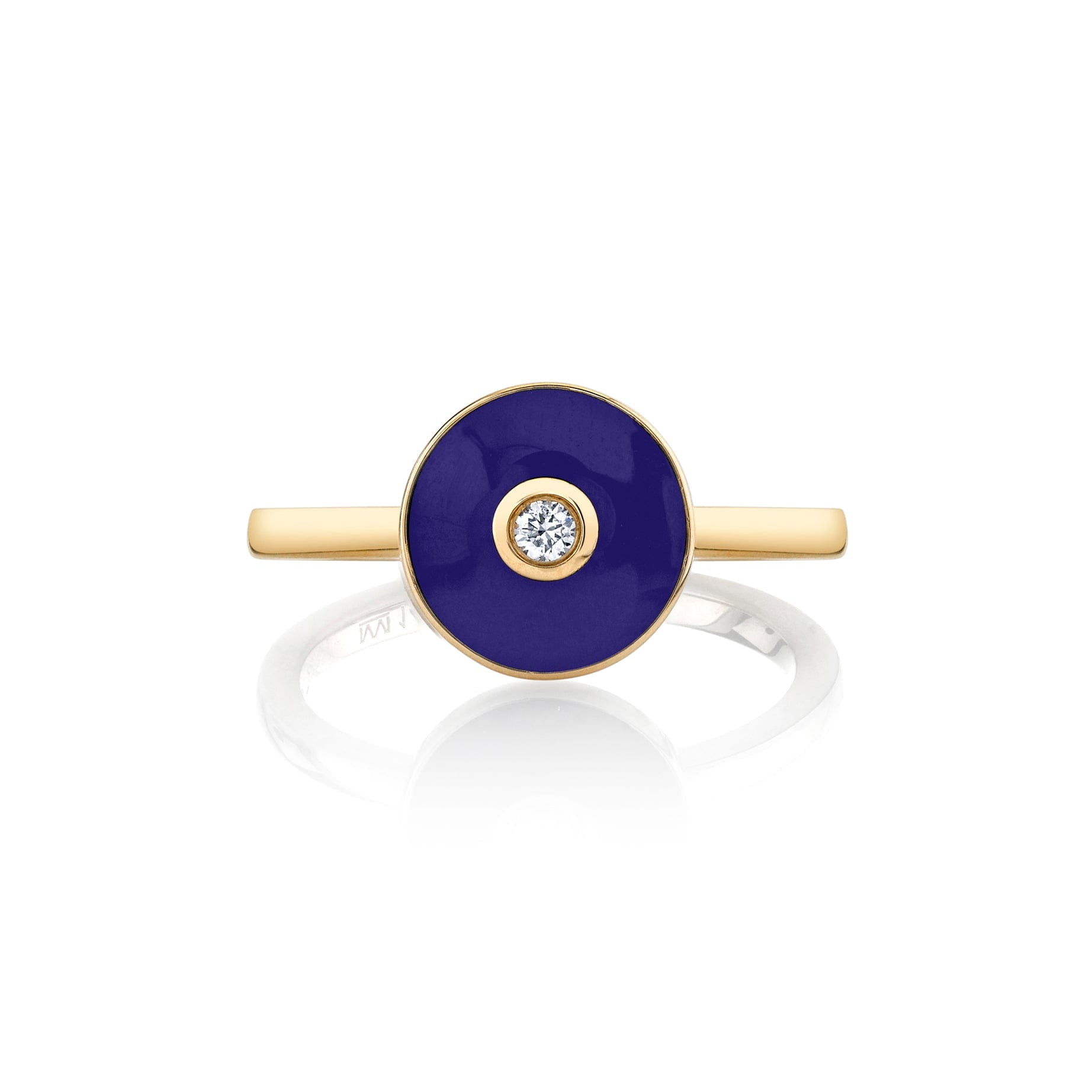 MICHAEL M Rings 14k Yellow Gold / Blue Chroma Bullseye Ring F489
