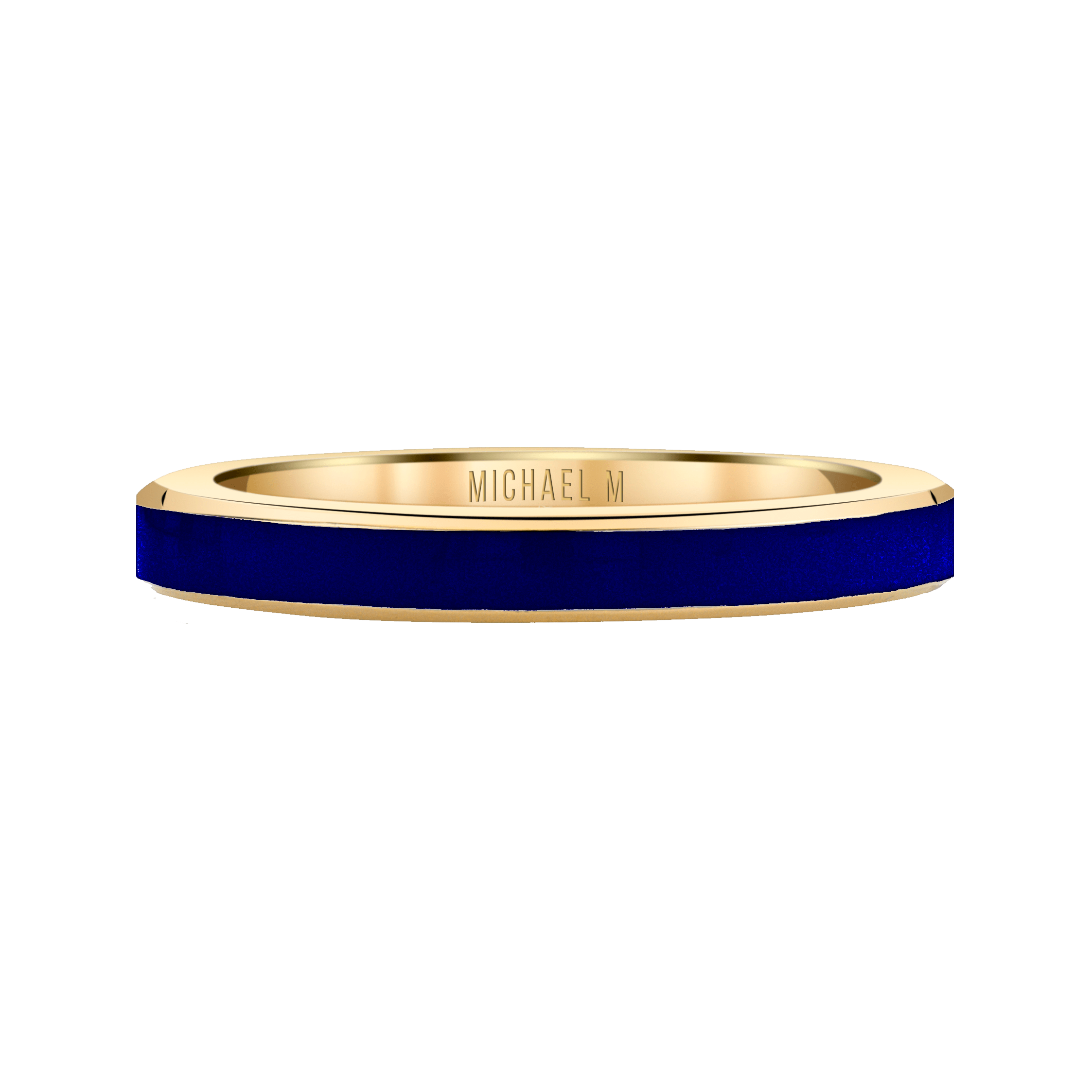 MICHAEL M Rings 14k Yellow Gold / Blue Chroma Stacking Ring F480