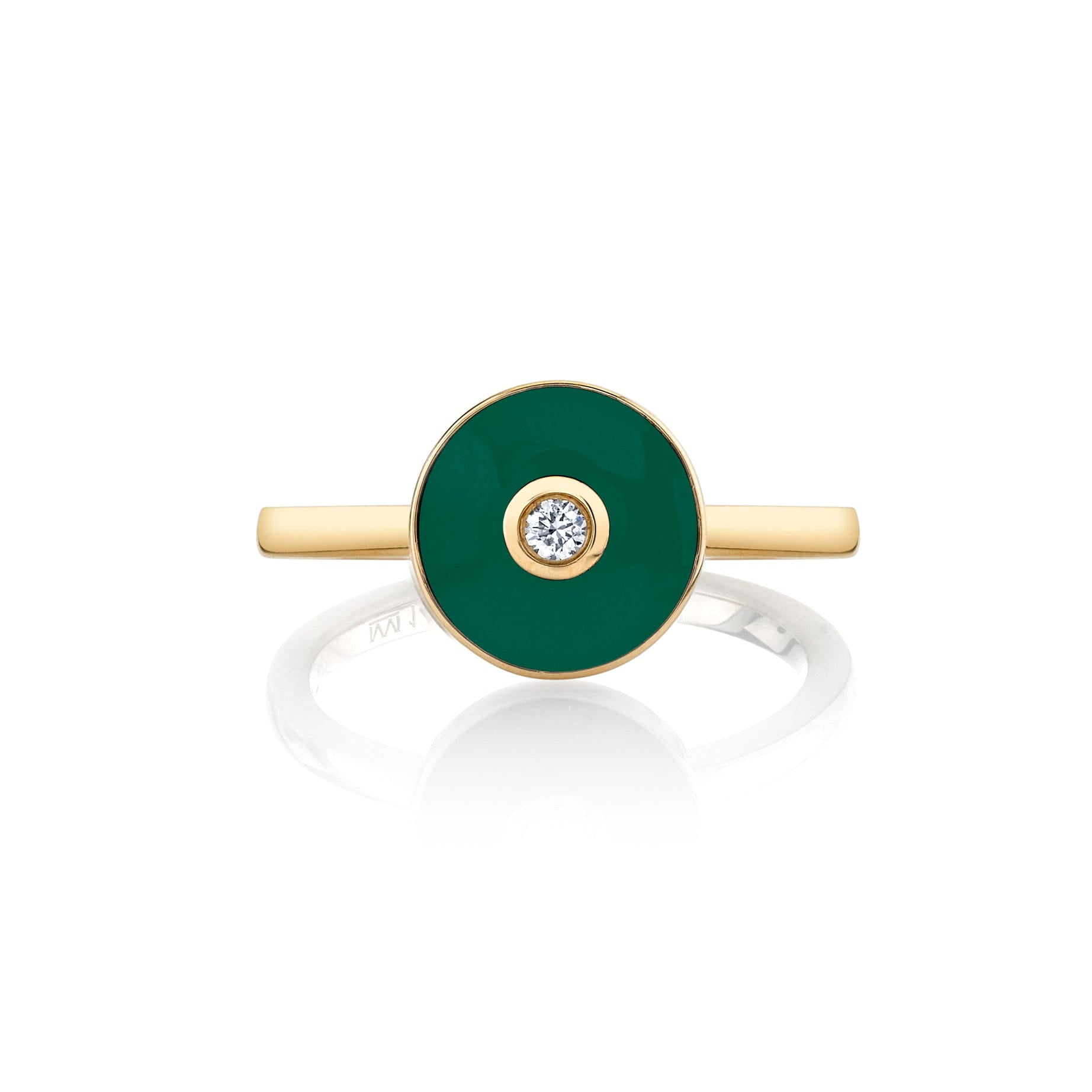MICHAEL M Rings 14k Yellow Gold / Green Chroma Bullseye Ring F489