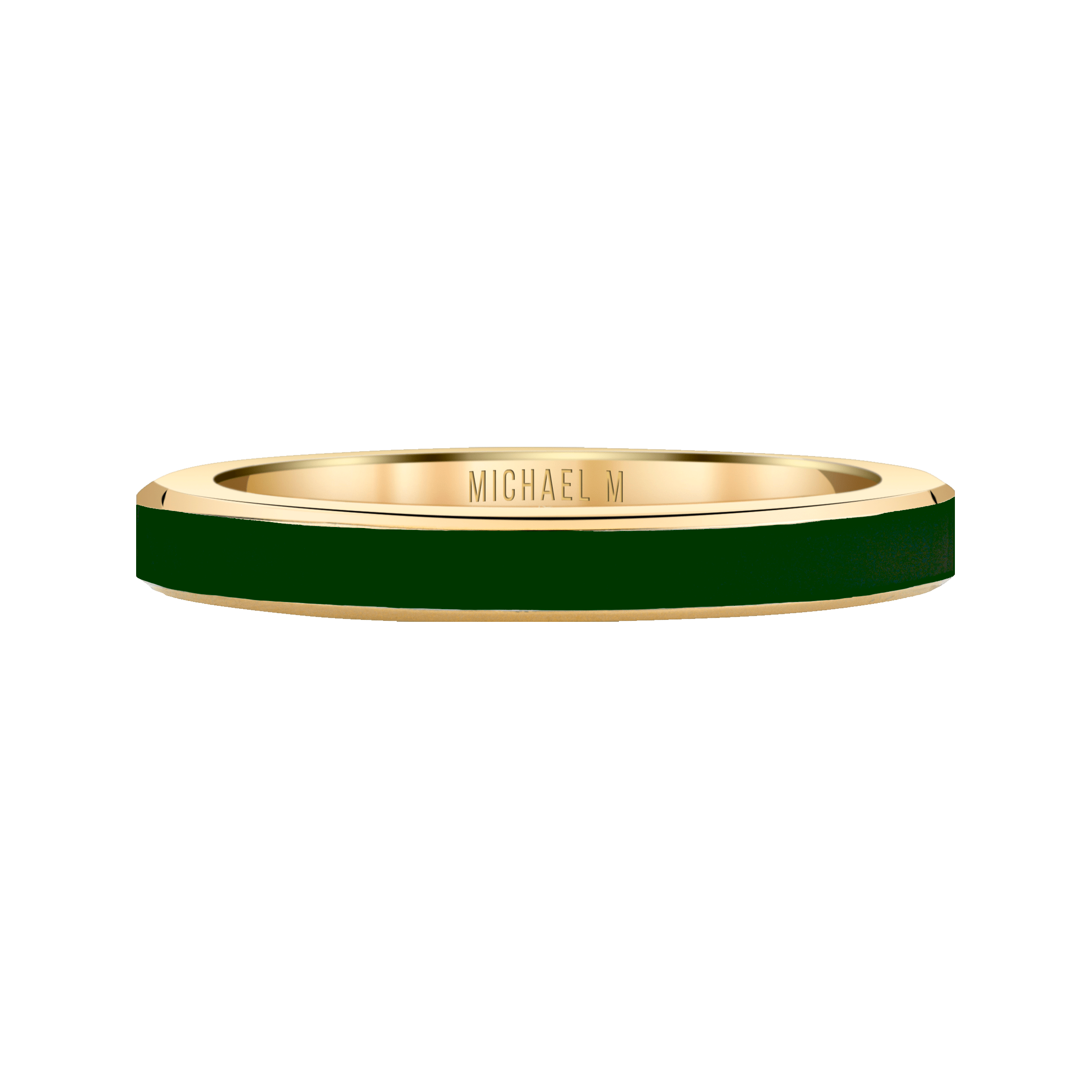 MICHAEL M Rings 14k Yellow Gold / Green Chroma Stacking Ring F480