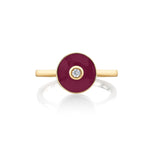 MICHAEL M Rings 14k Yellow Gold / Magenta Chroma Bullseye Ring F489