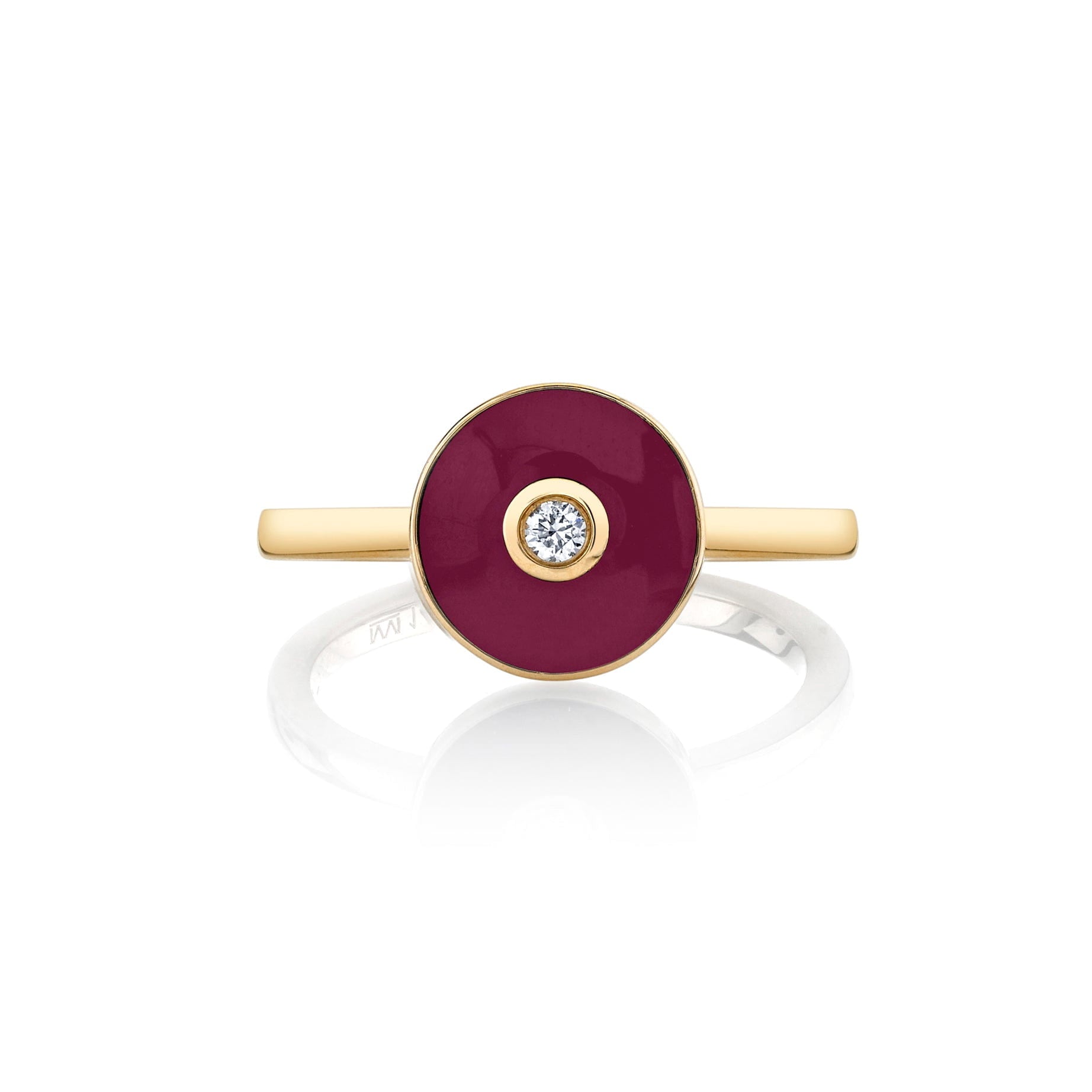 MICHAEL M Rings 14k Yellow Gold / Magenta Chroma Bullseye Ring F489