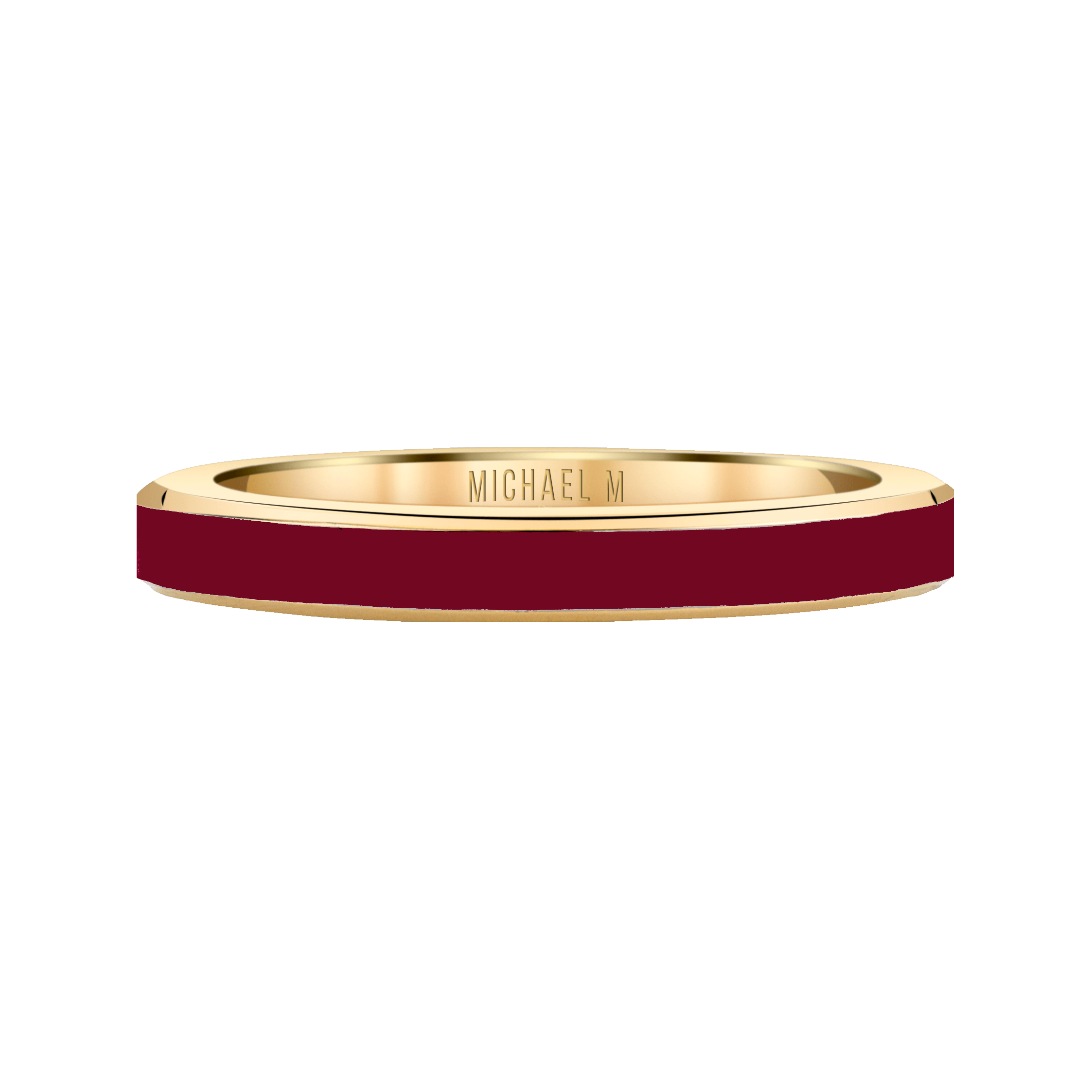 MICHAEL M Rings 14k Yellow Gold / Magenta Chroma Stacking Ring F480