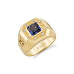 MICHAEL M Rings 14K Yellow Gold Men's Blue Sapphire Signet Ring