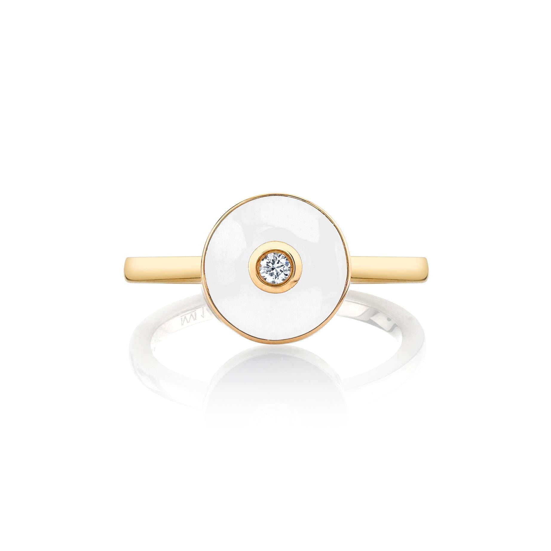 MICHAEL M Rings 14k Yellow Gold / White Chroma Bullseye Ring F489