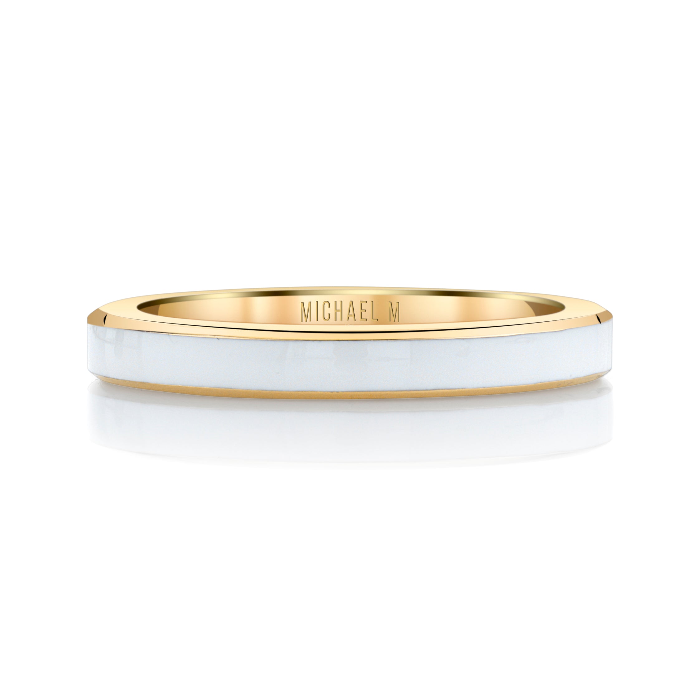MICHAEL M Rings 14k Yellow Gold / White Chroma Stacking Ring F480