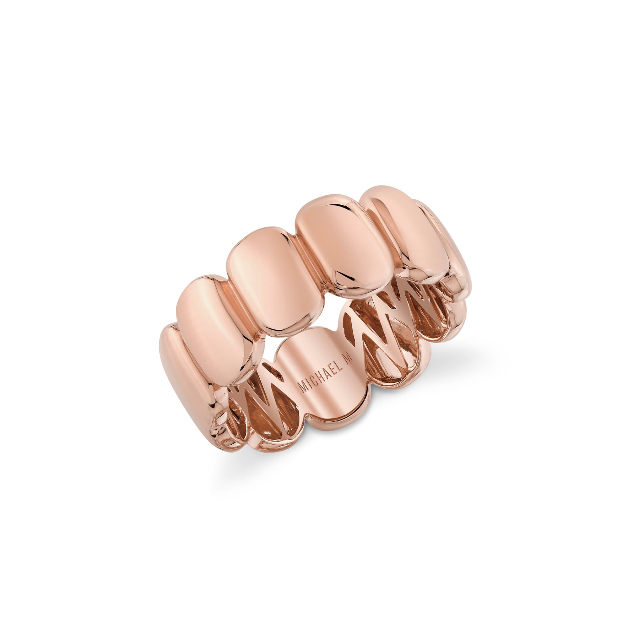 MICHAEL M Rings 18K Rose Gold / 4 Orb Sculpted Band B555