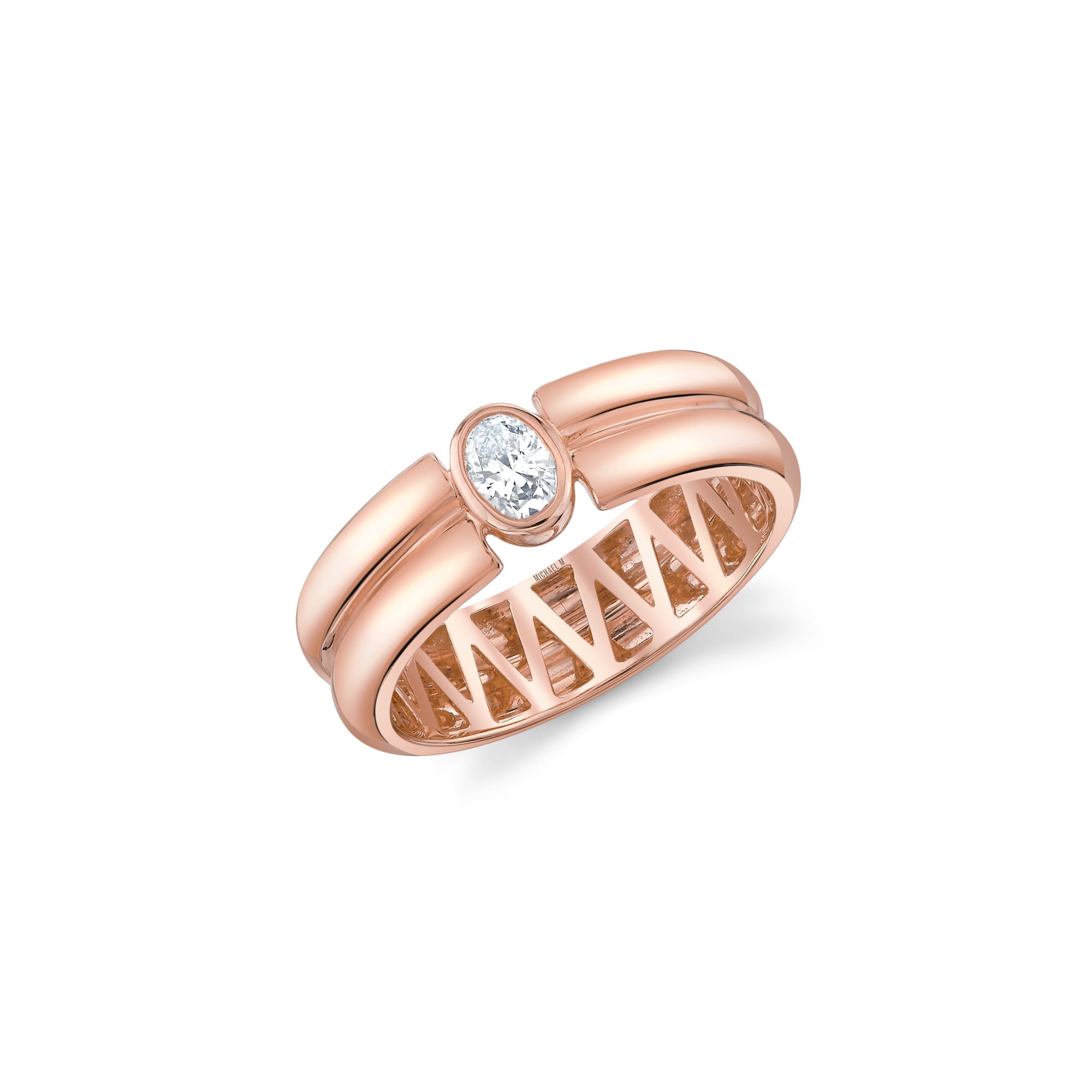 MICHAEL M Rings 18K Rose Gold / 4 Orb Split Bezel Ring F561