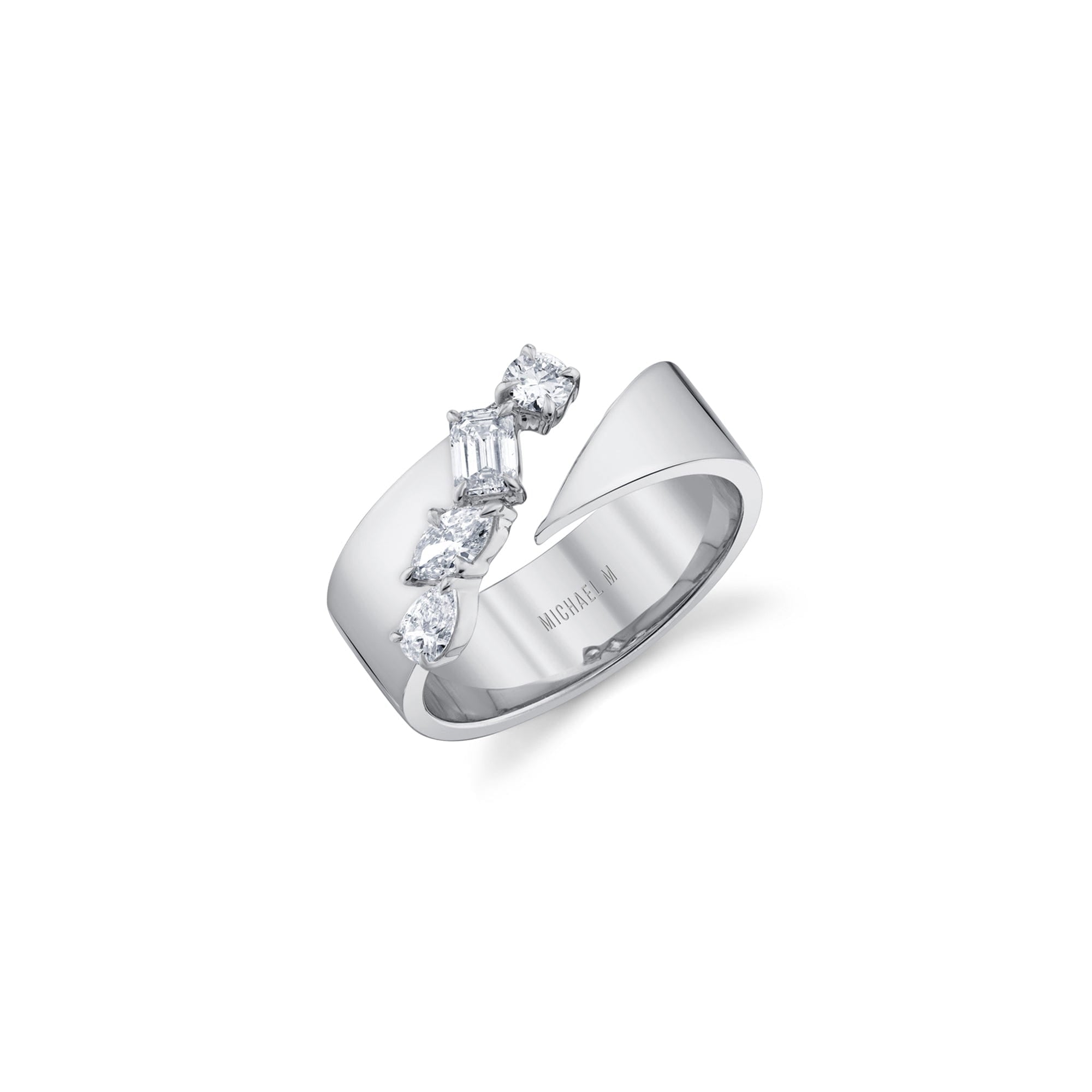 MICHAEL M Rings 18K White Gold / 4 Montage Diamond Split Band B550