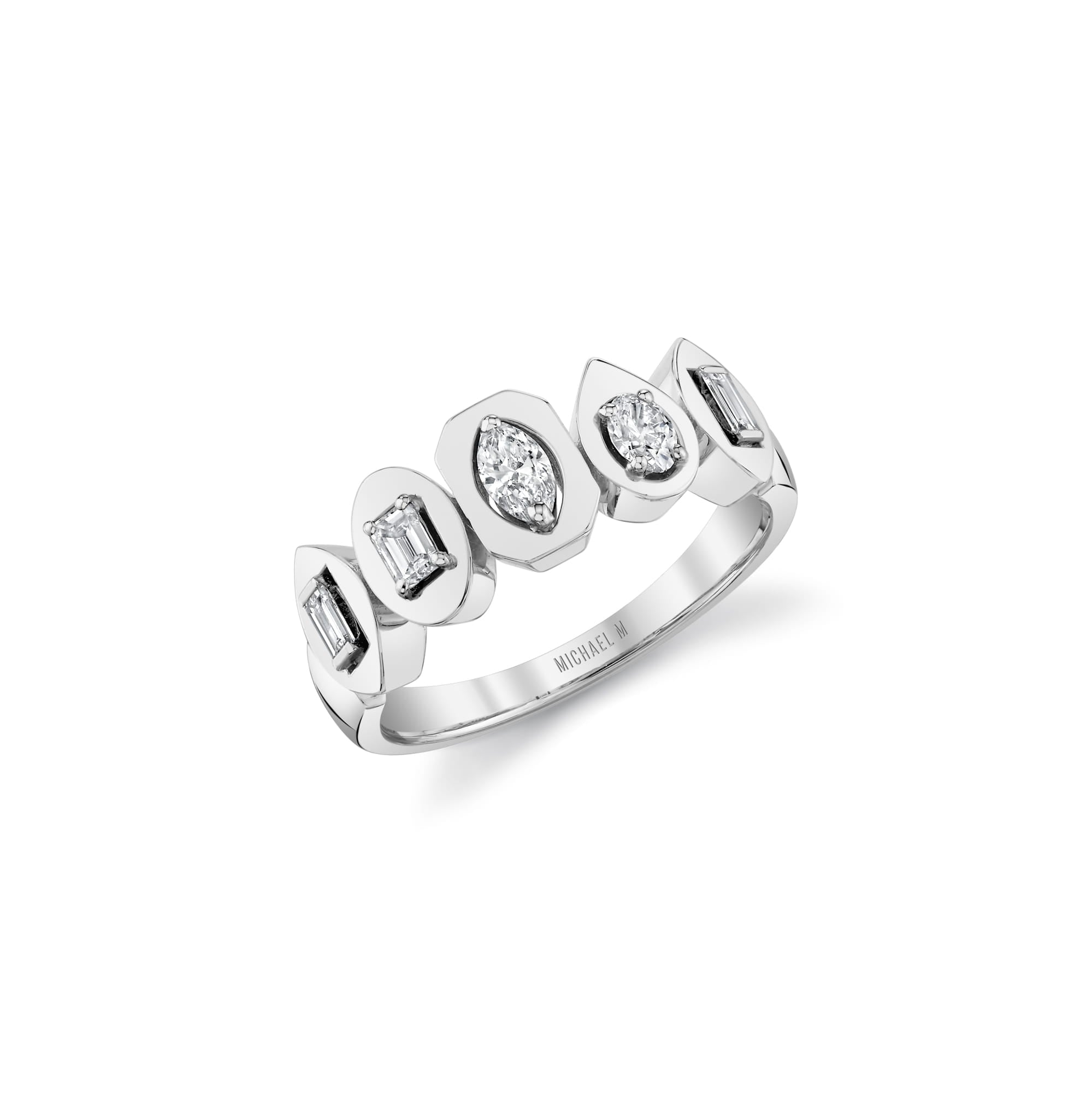 MICHAEL M Rings 18K White Gold / 4 Montage Mixed-Cut Bezel Ring F573