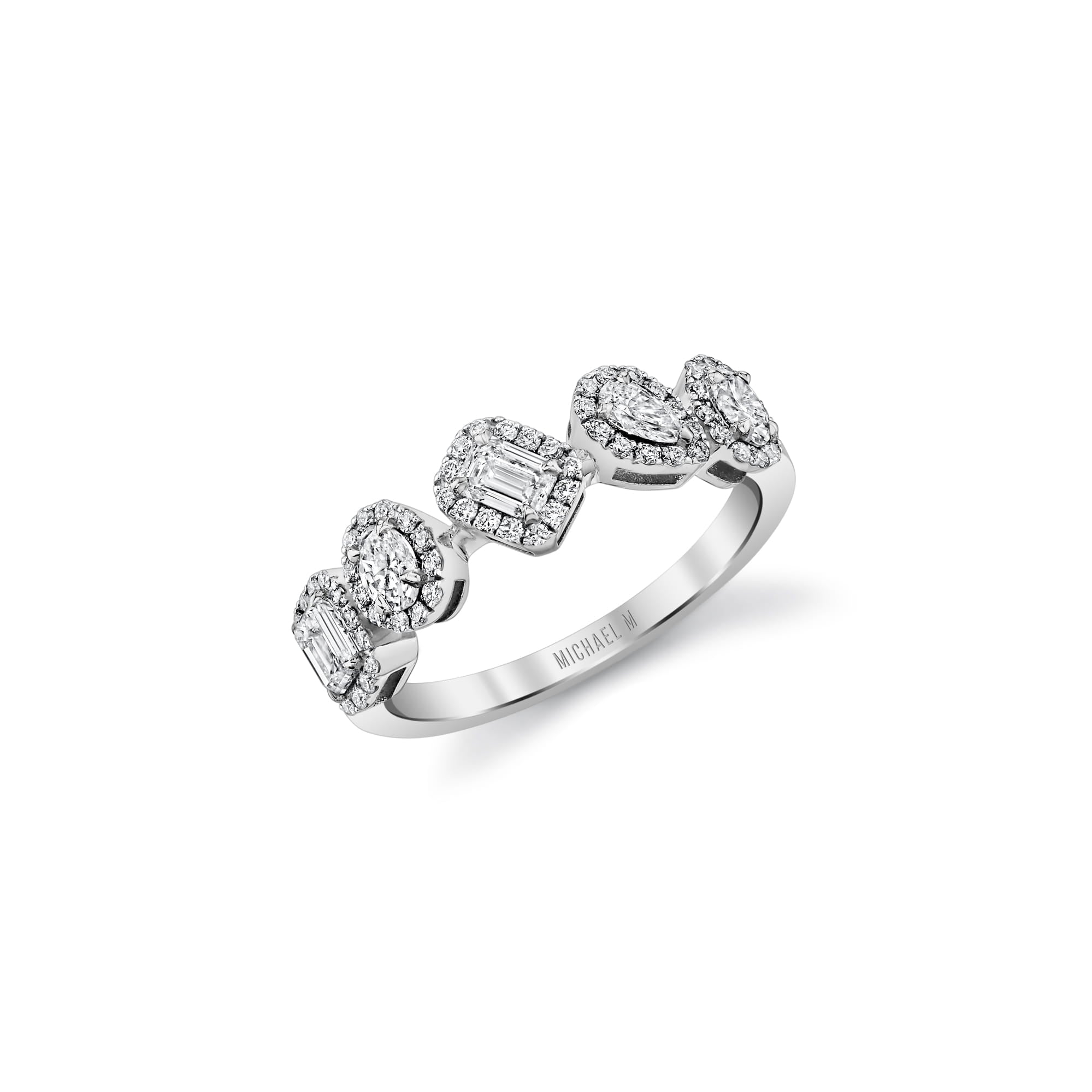 MICHAEL M Rings 18K White Gold / 4 Montage Mixed-Cut Halo Ring F571