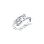 MICHAEL M Rings 18K White Gold / 4 Montage Pave Knife Edge Bypass Ring F410PV