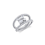 MICHAEL M Rings 18K White Gold / 4 Montage Single Cluster Tension Band F413