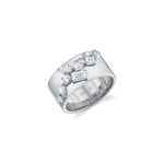 MICHAEL M Rings 18K White Gold / 4 Montage Wide Cluster Band B549