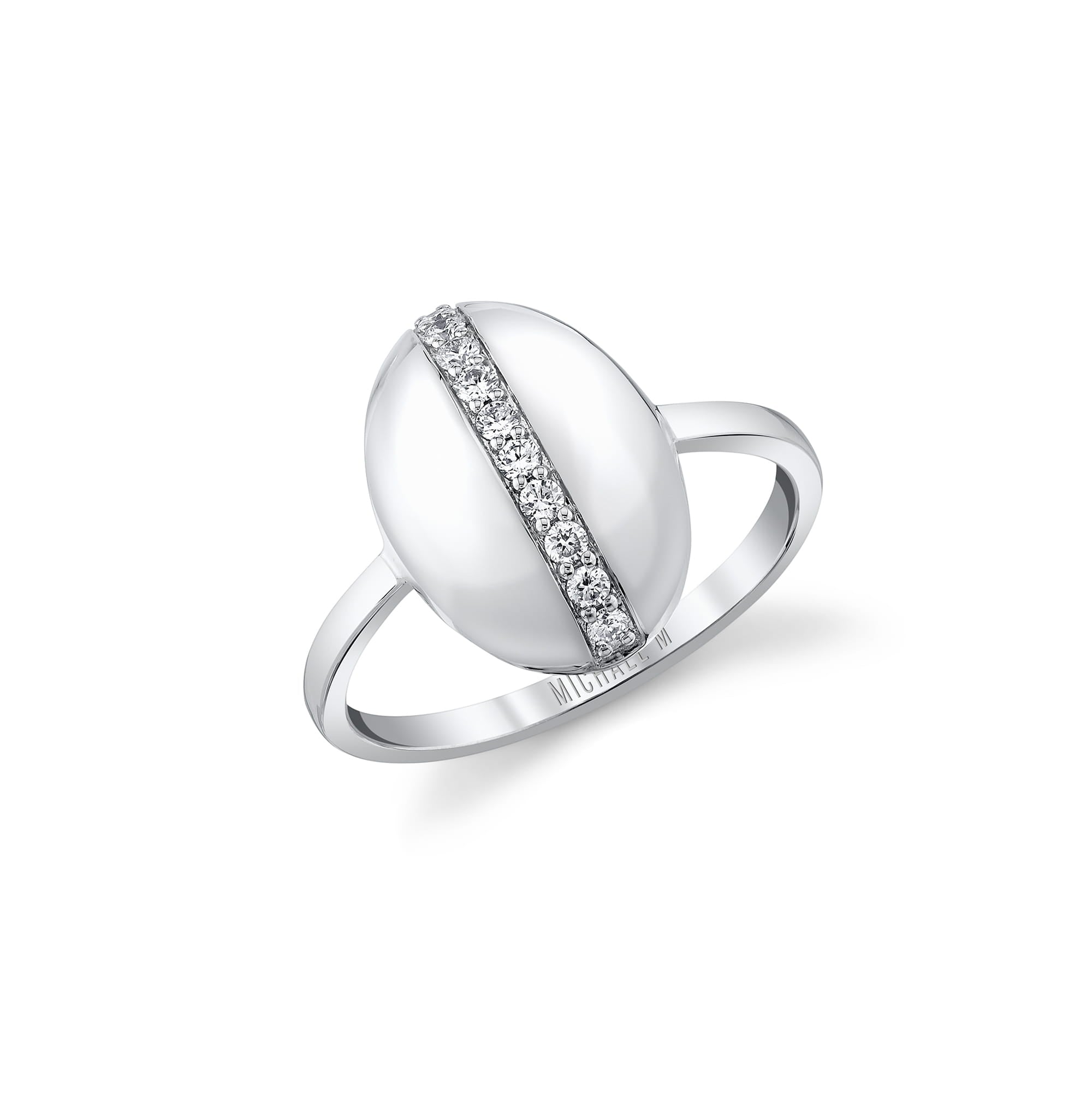MICHAEL M Rings 18K White Gold / 4 Orb Pavé Dome Ring F564