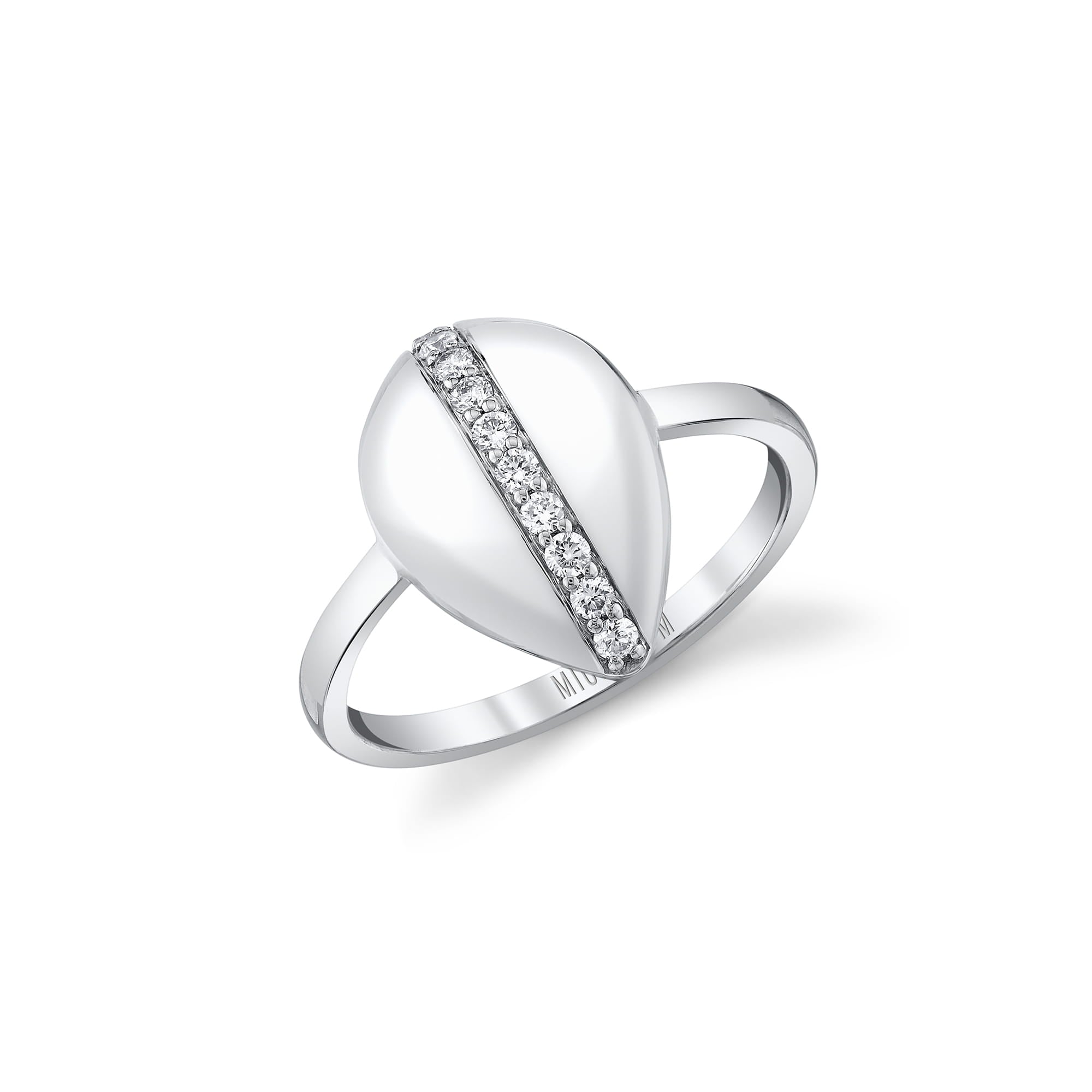 MICHAEL M Rings 18K White Gold / 4 Orb Pavé Sculpted Ring F563