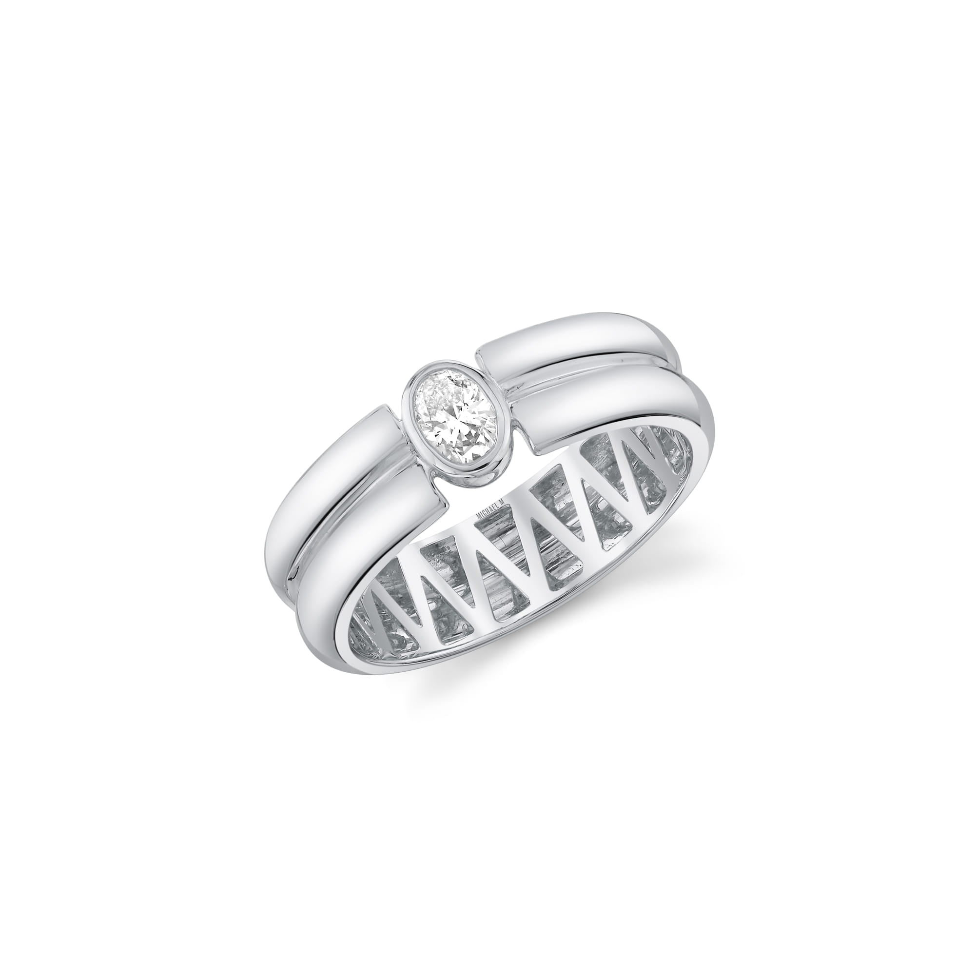 MICHAEL M Rings 18K White Gold / 4 Orb Split Bezel Ring F561