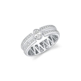 MICHAEL M Rings 18K White Gold / 4 Orb Split Double Pavé Bezel Ring F562