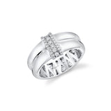 MICHAEL M Rings 18K White Gold / 4 Orb Split Triple Pavé Ring F560
