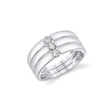 MICHAEL M Rings 18K White Gold / 4 Orb Triple Row Ring F557