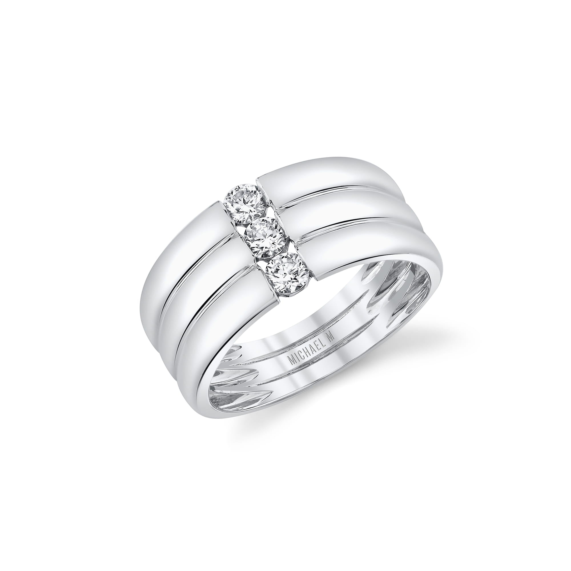 MICHAEL M Rings 18K White Gold / 4 Orb Triple Row Ring F557