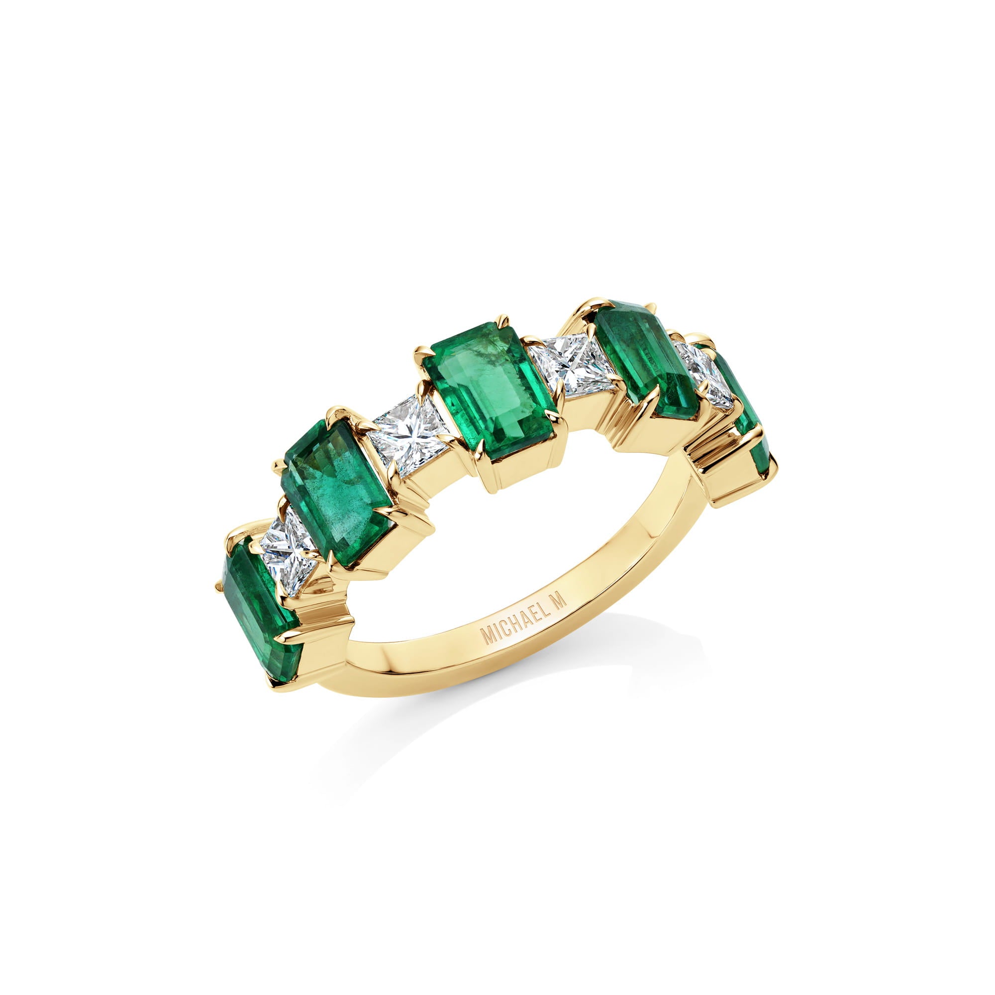MICHAEL M Rings 18K Yellow Gold / 4 Montage Color Emerald & Princess Ring F569
