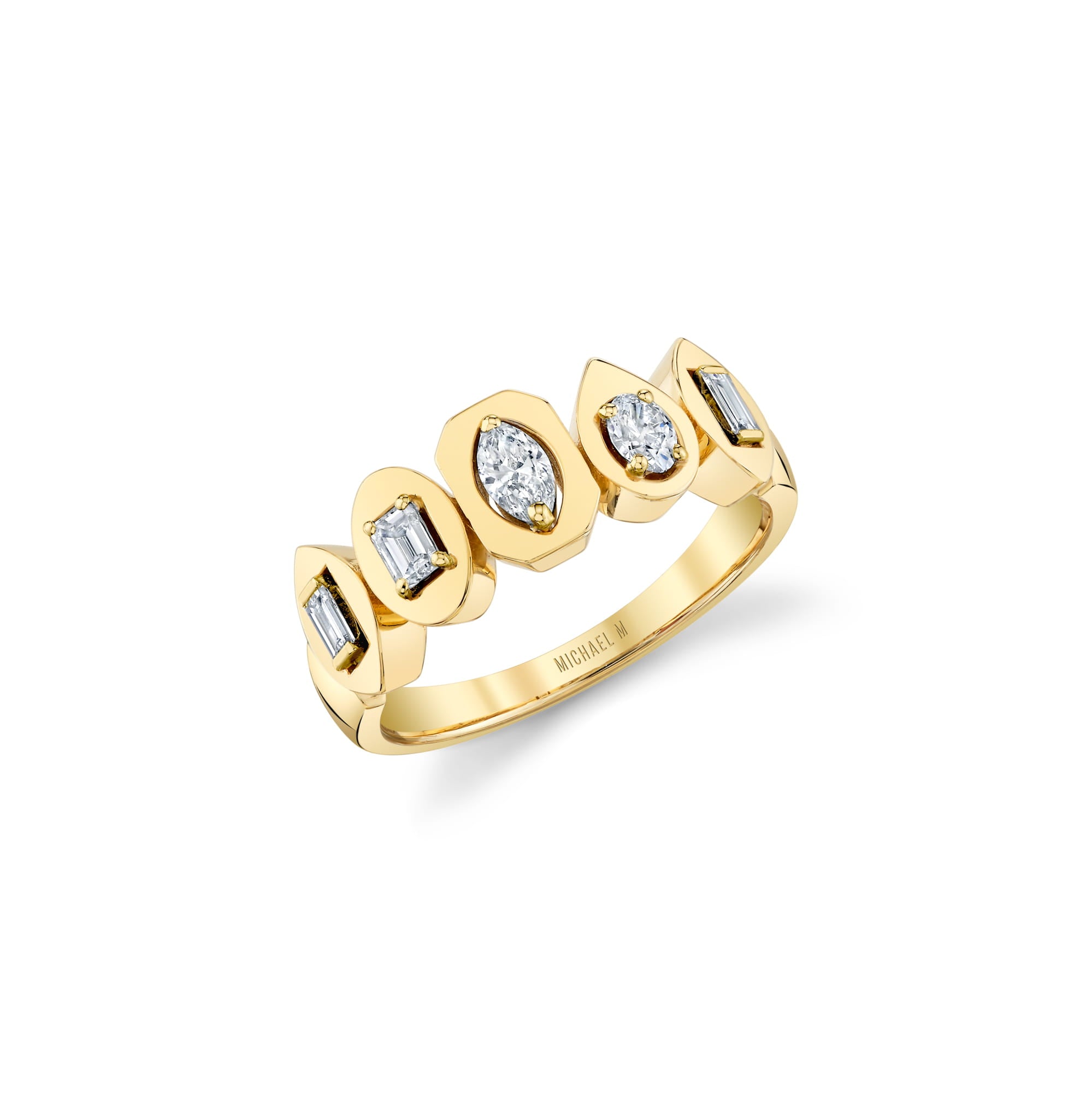 MICHAEL M Rings 18K Yellow Gold / 4 Montage Mixed-Cut Bezel Ring F573