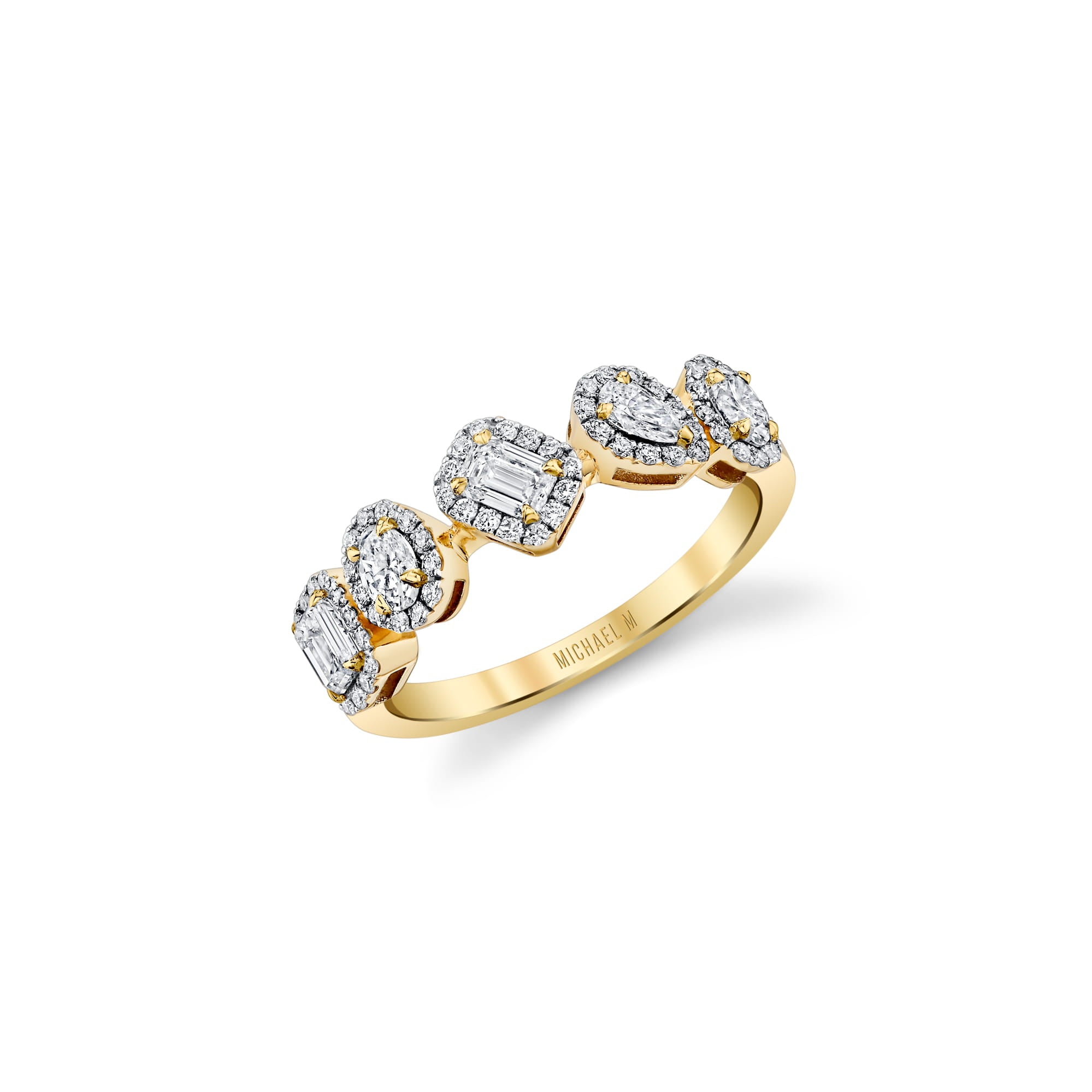 MICHAEL M Rings 18K Yellow Gold / 4 Montage Mixed-Cut Halo Ring F571