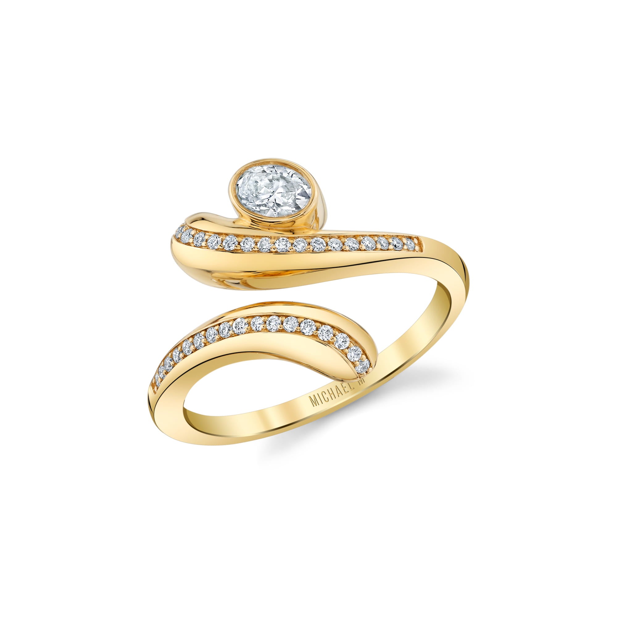 MICHAEL M Rings 18K Yellow Gold / 4 Orb Pavé Wrap Ring F559