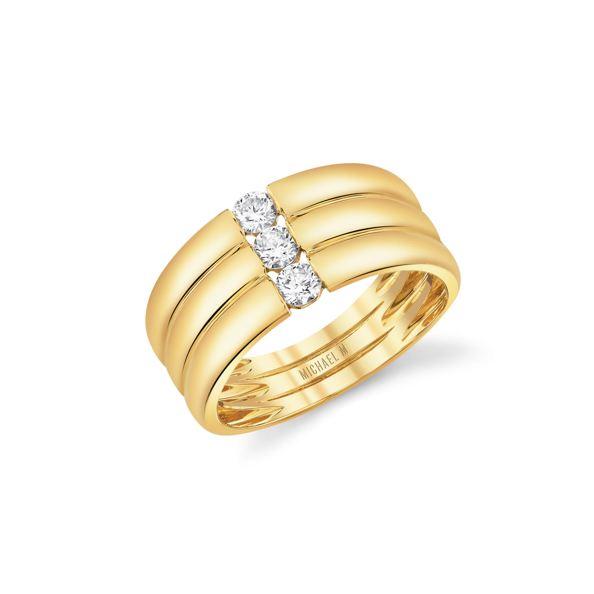 MICHAEL M Rings 18K Yellow Gold / 4 Orb Triple Row Ring F557