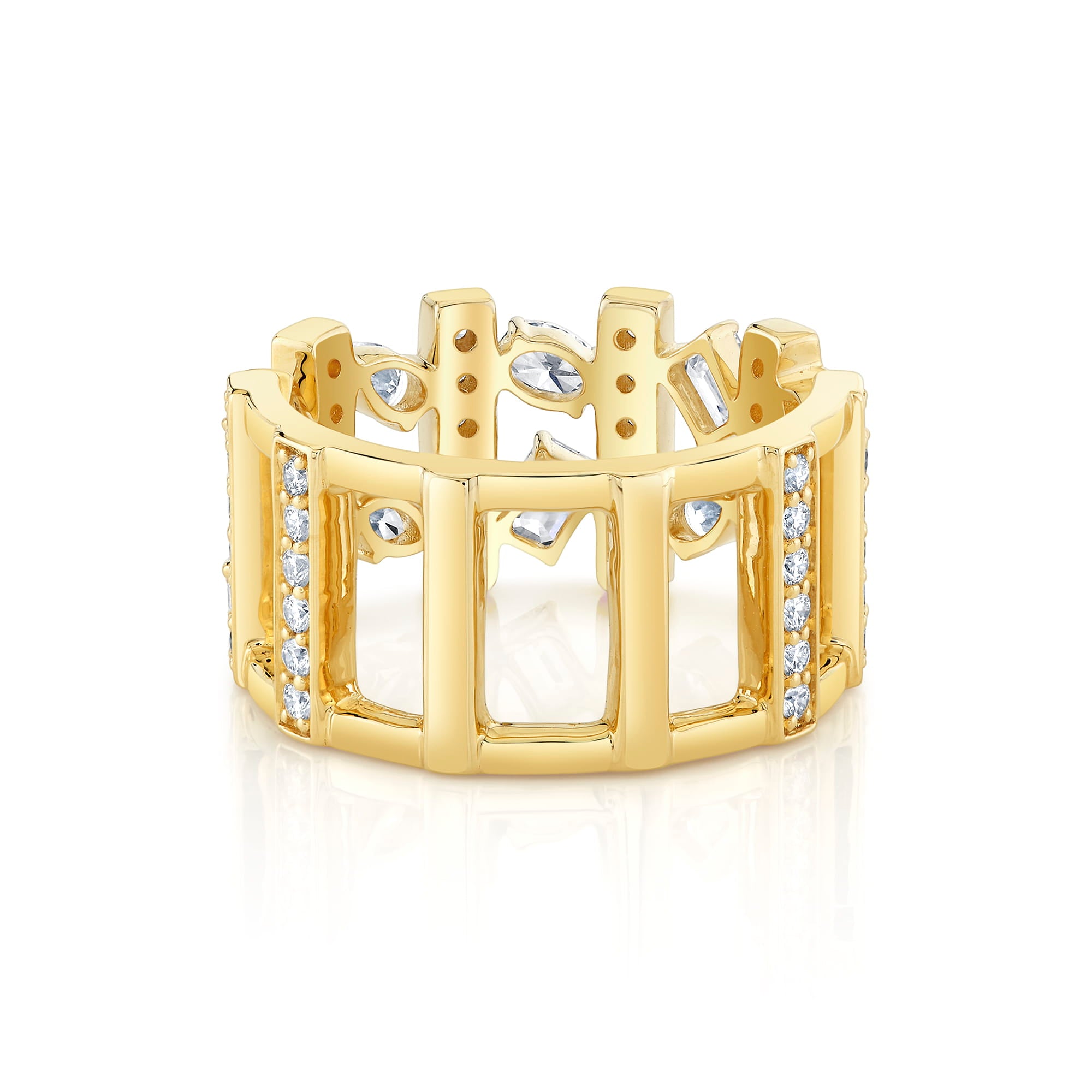 MICHAEL M Rings Montage Mixed-Cut Pavé Bar Ring