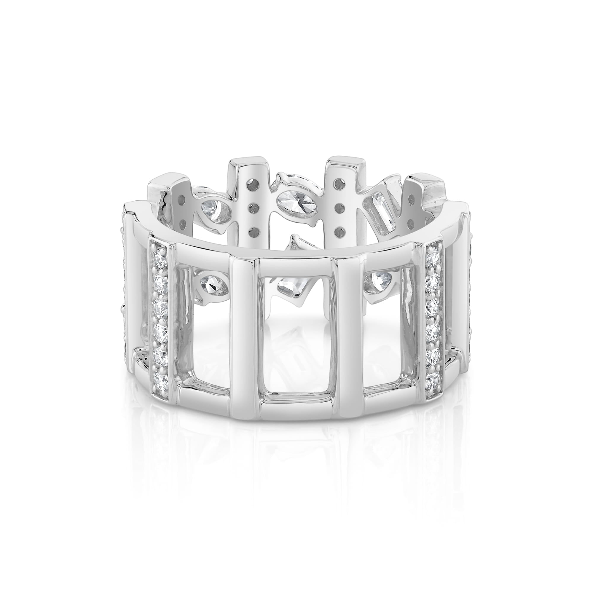 MICHAEL M Rings Montage Mixed-Cut Pavé Bar Ring