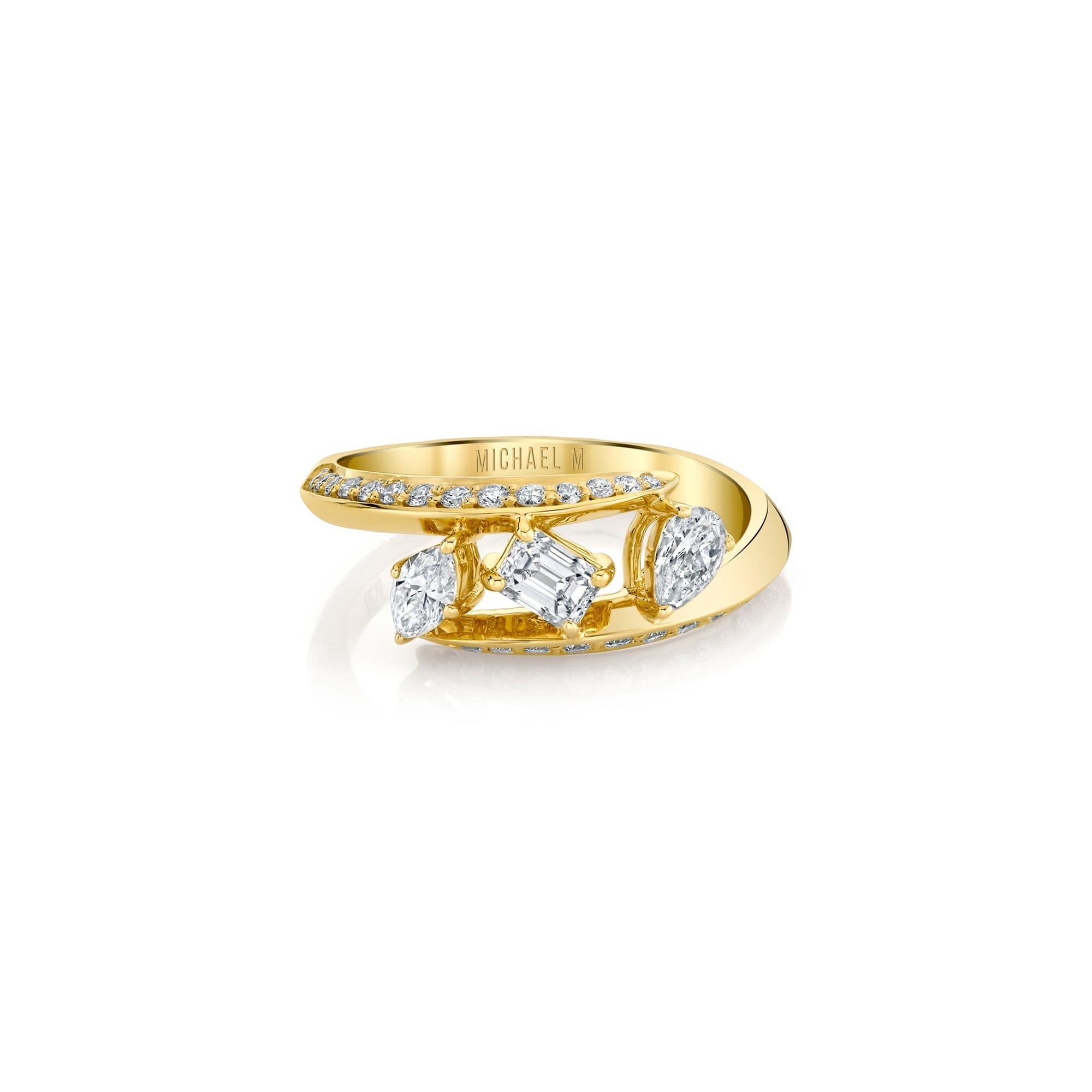 MICHAEL M Rings Montage Pave Knife Edge Bypass Ring
