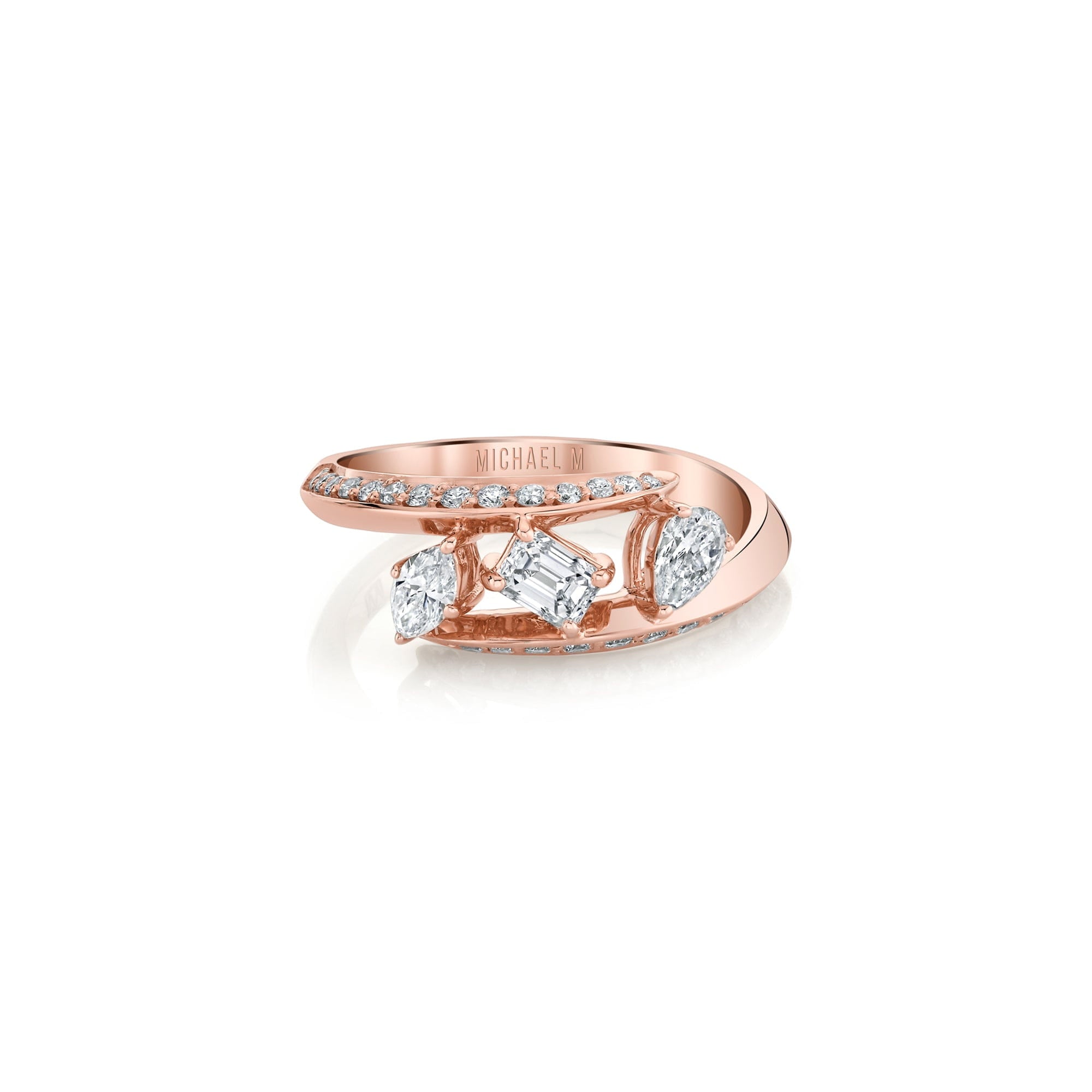 MICHAEL M Rings Montage Pave Knife Edge Bypass Ring