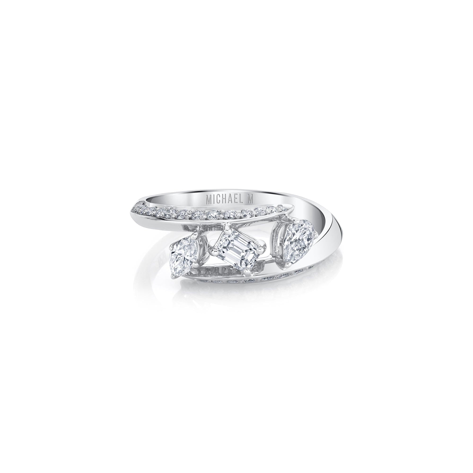 MICHAEL M Rings Montage Pave Knife Edge Bypass Ring
