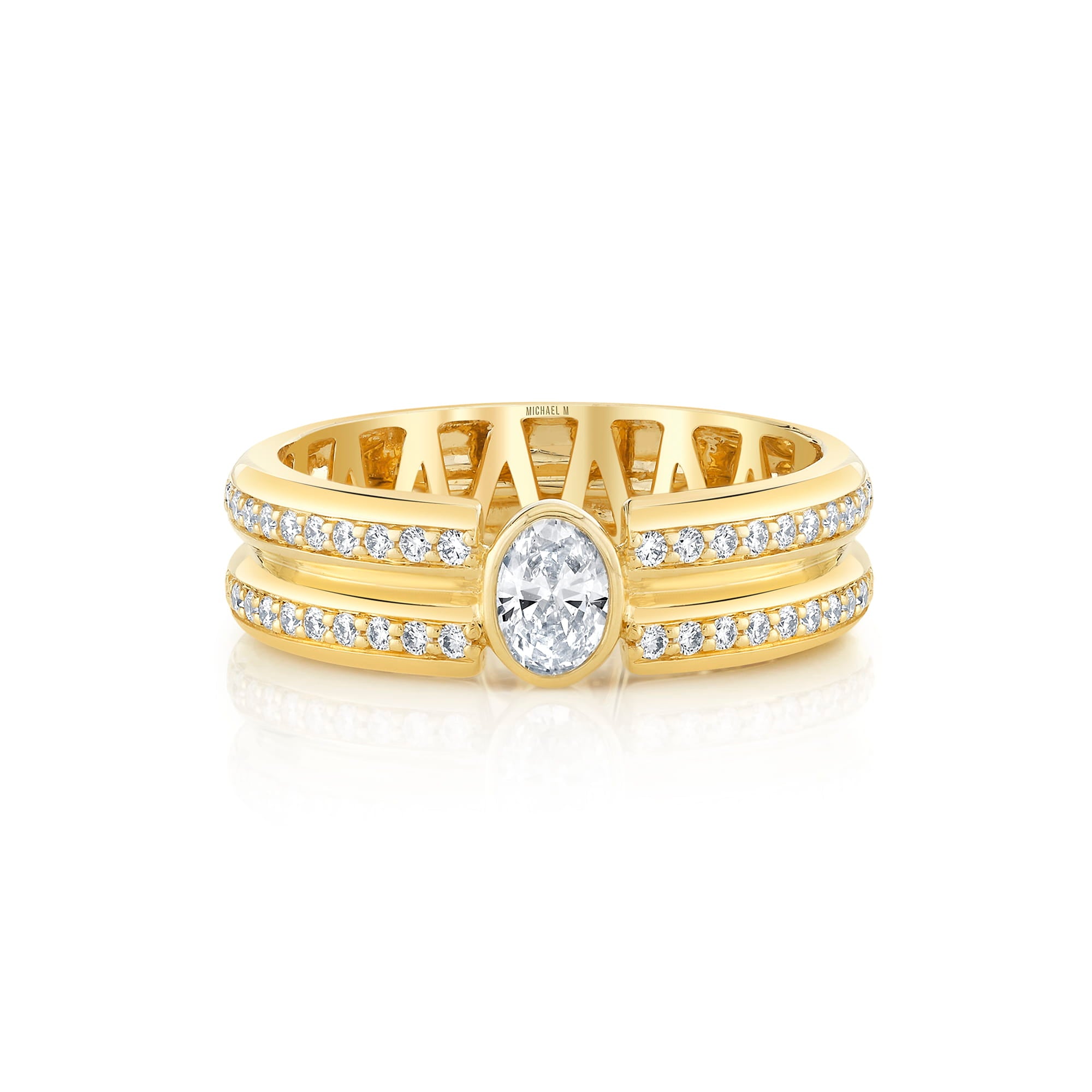 MICHAEL M Rings Orb Split Double Pavé Bezel Ring