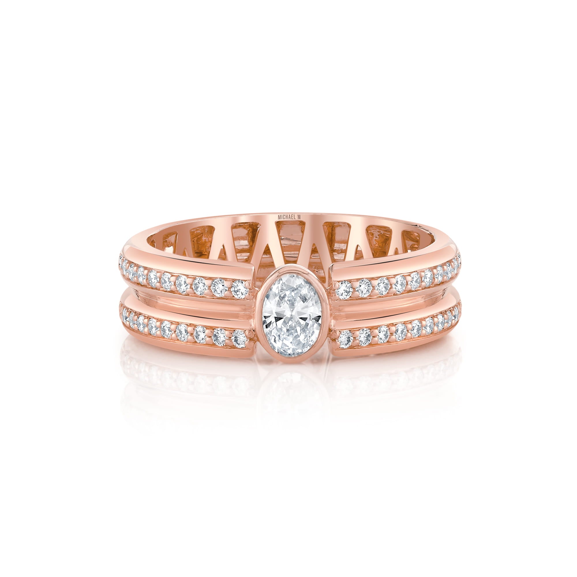 MICHAEL M Rings Orb Split Double Pavé Bezel Ring