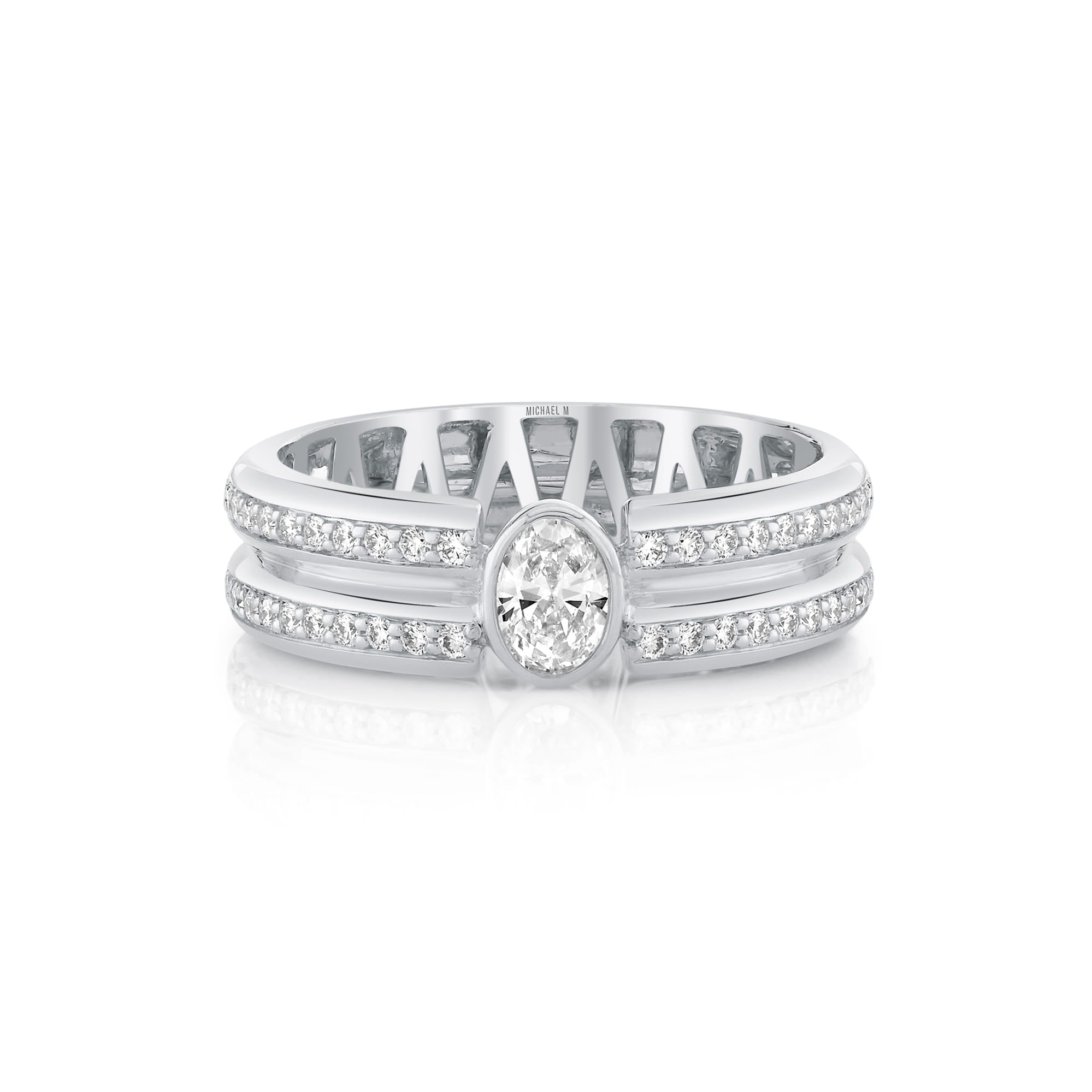 MICHAEL M Rings Orb Split Double Pavé Bezel Ring